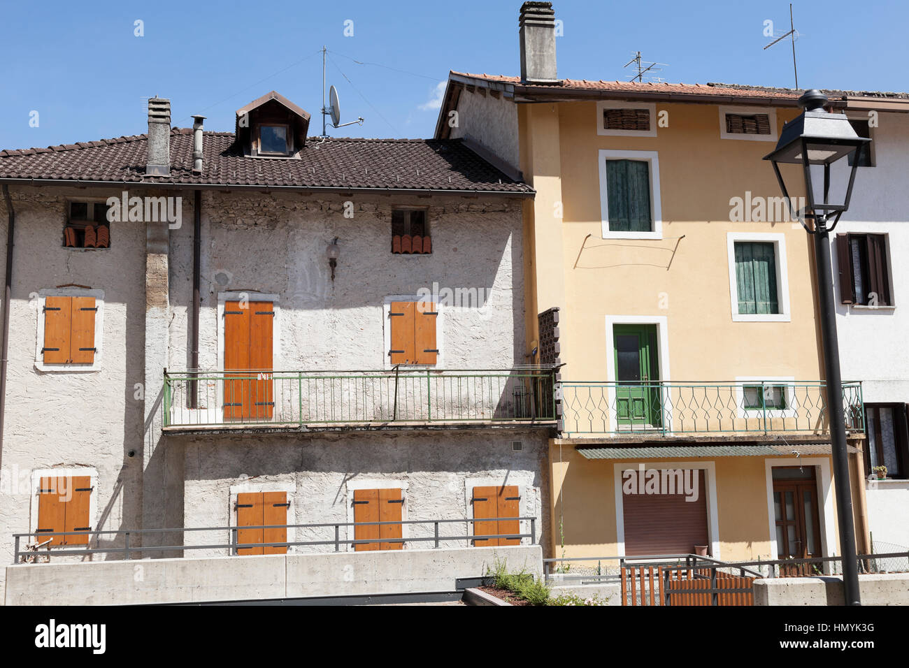 Old and new style houses in Barcis,Udine Stock Photo Alamy
