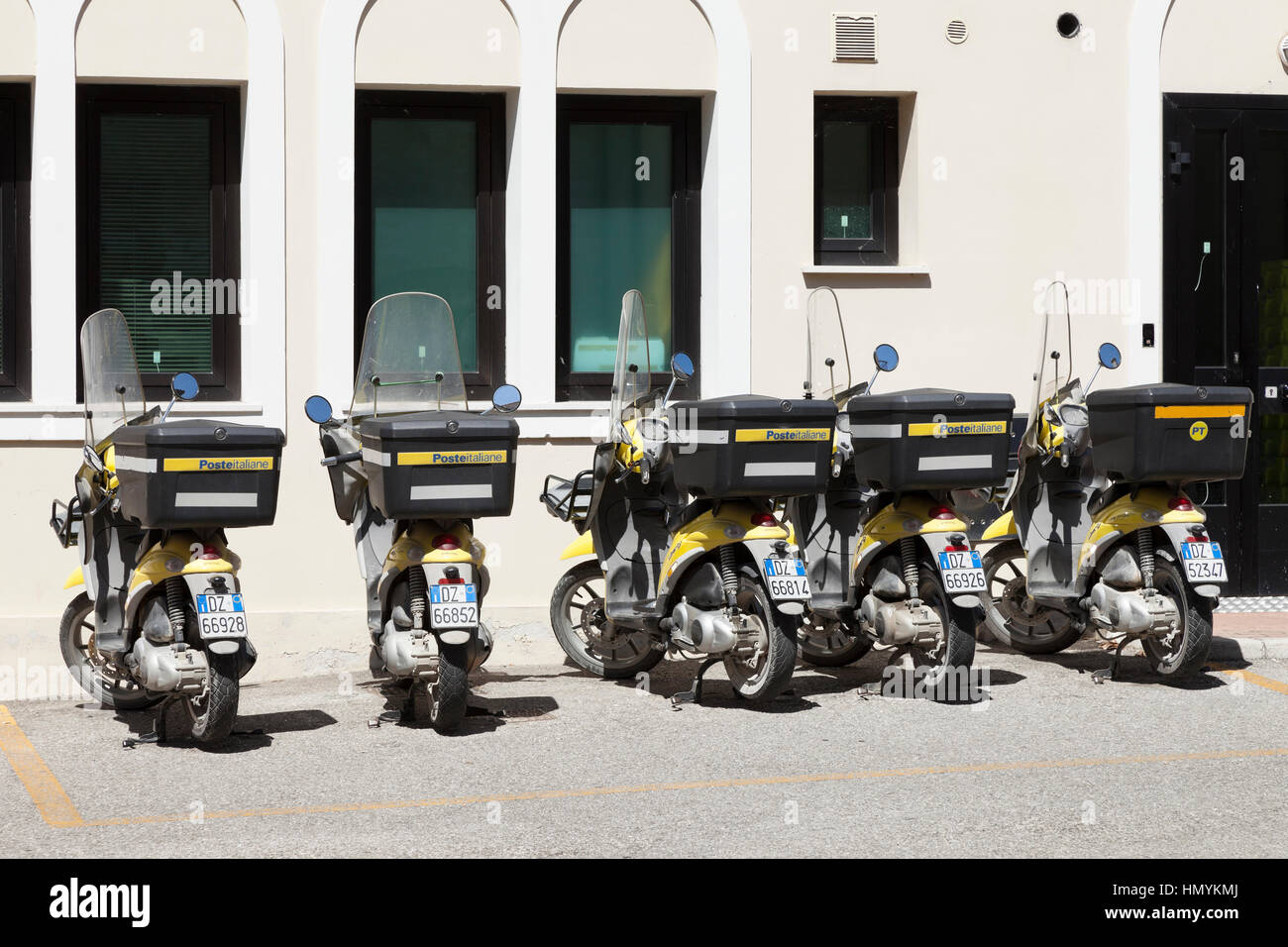 Scooters for mail delivery in Italy Stock Photo