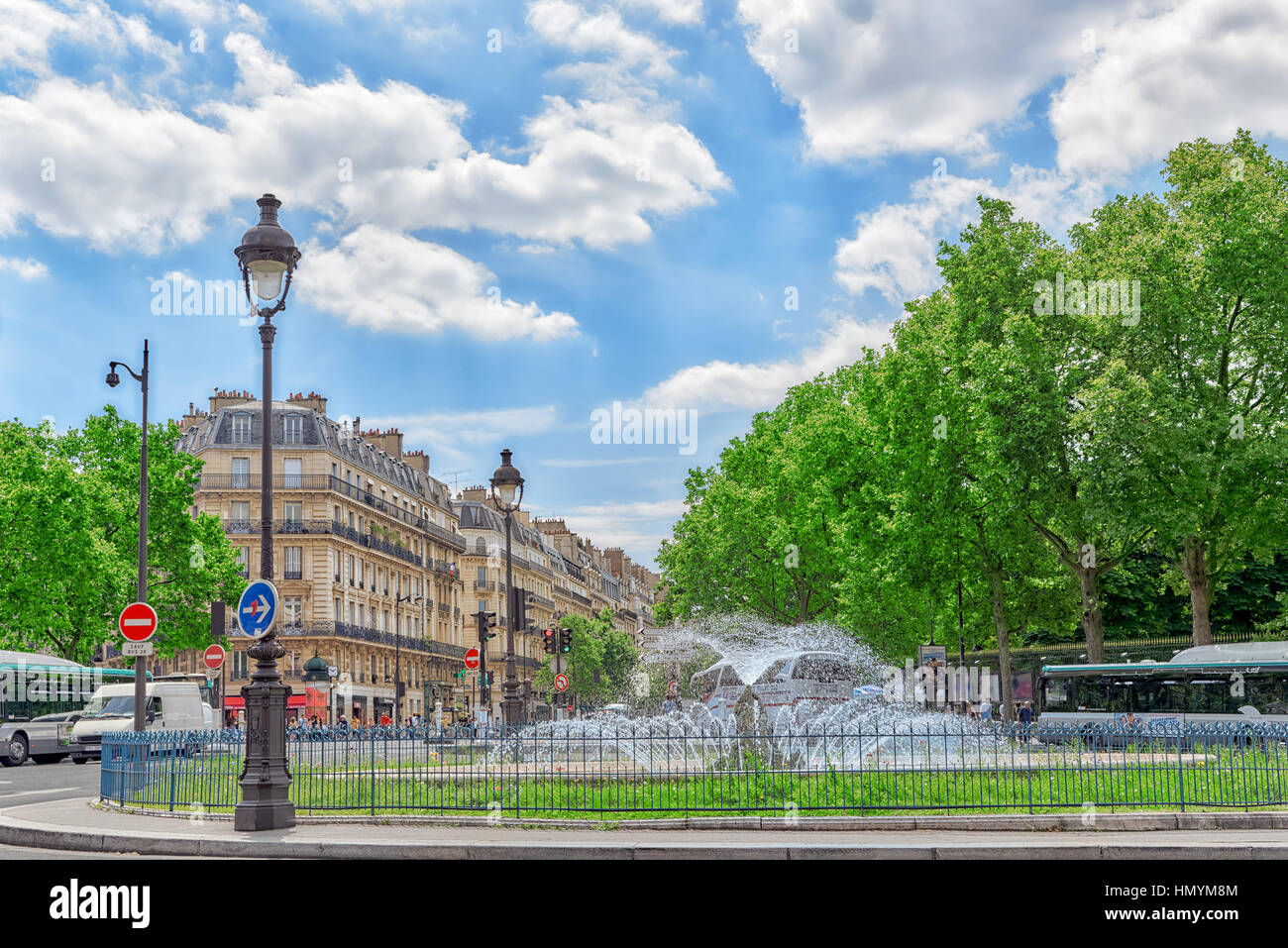 PARIS, FRANCE - JULY 08, 2016 : Fontaine Rostand near Luxembourg Palase and park in Paris, France. Stock Photo