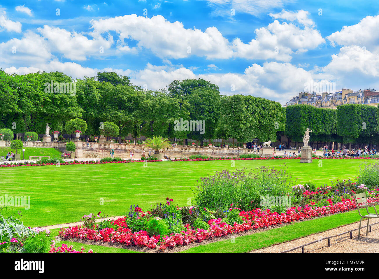 PARIS, FRANCE - JULY 08, 2016 : Luxembourg Palace and park in Paris
