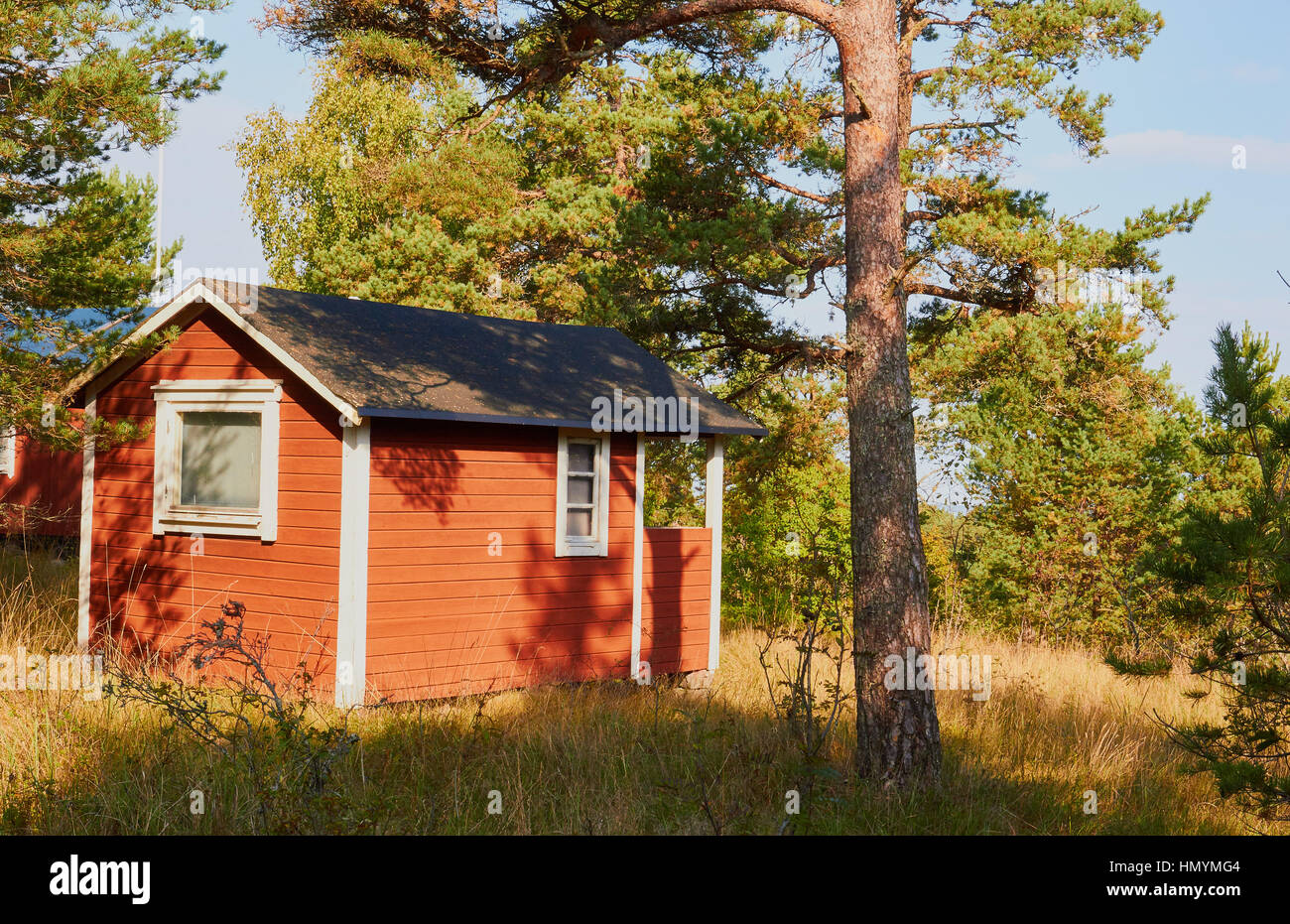 Traditional Small Wooden Cabin In Forest Sweden Scandinavia