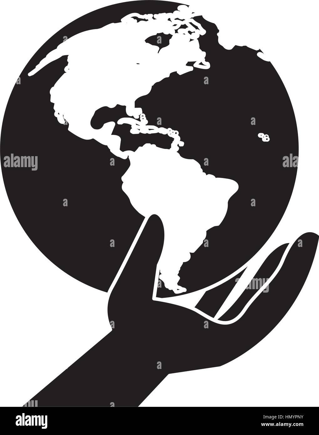 environmental hand holding world care pictogram Stock Vector Image ...