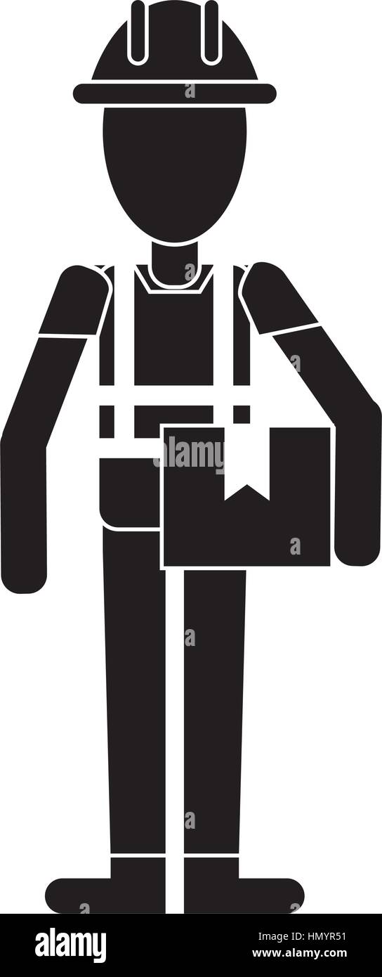 construction man holding box pictogram Stock Vector Image & Art Alamy
