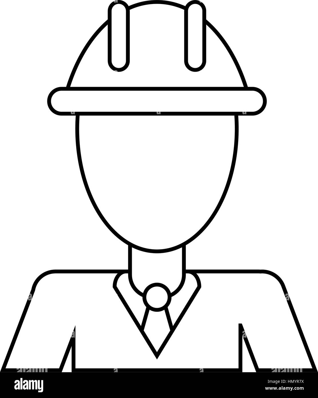 business man helmet contruction manager thin line Stock Vector Image ...