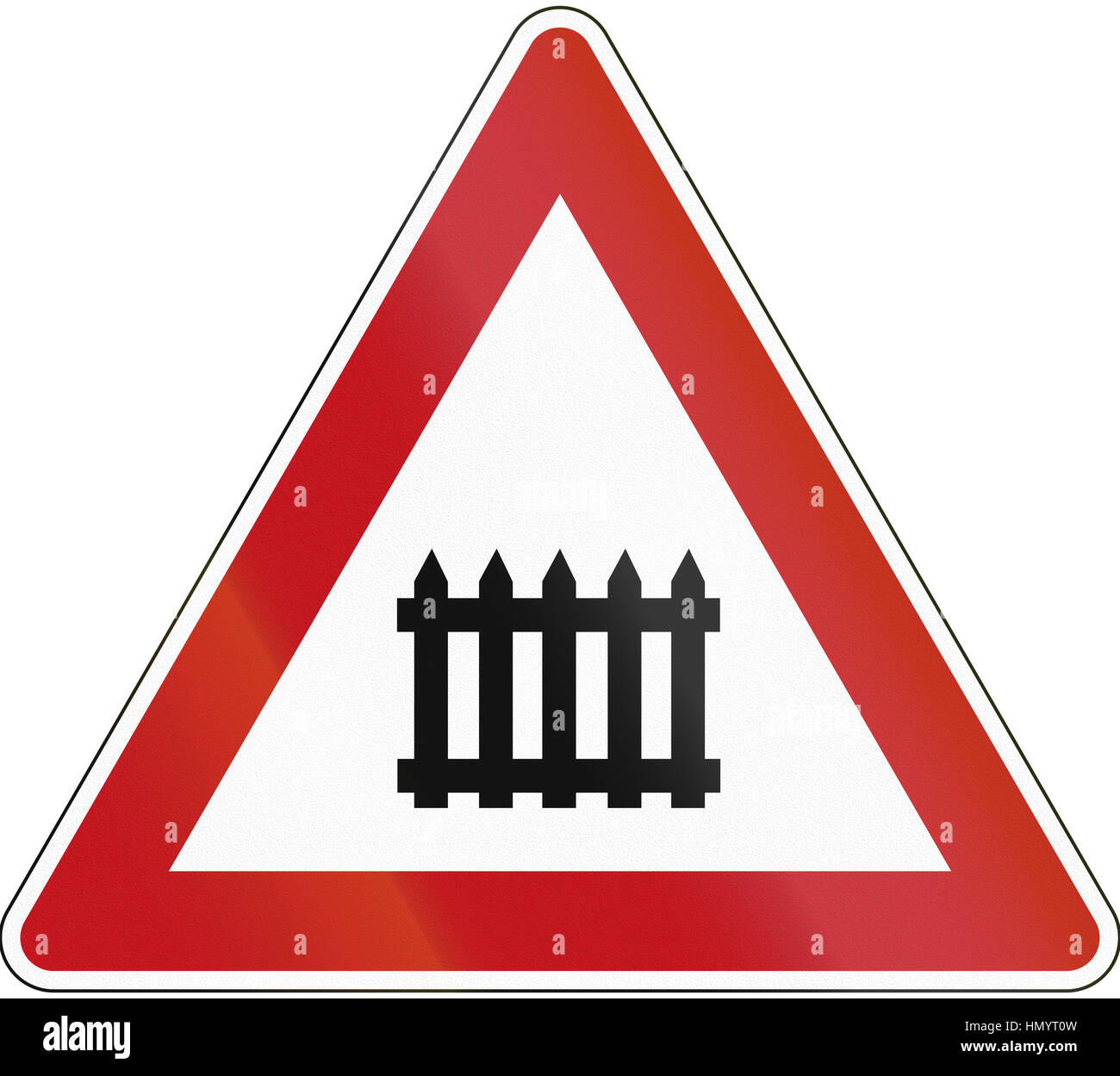 A Road Warning Sign In Germany Level Crossing With Barrier Stock Photo Alamy