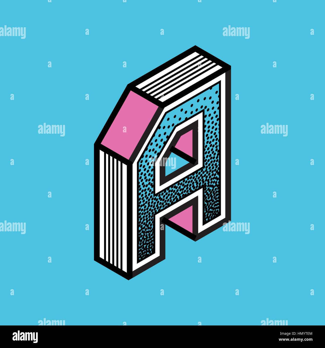 Retro style letter A. Cyan and magenta colour Stock Vector Image & Art ...