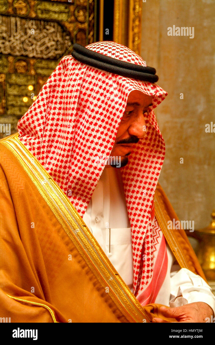 Ruler of Saudi Arabia King Salman, before succeeding King Abdullah to the throne, whilst still Governor or Riyadh Province, shown at his palace in Riyadh. Stock Photo