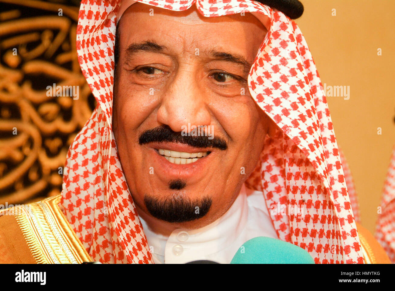 Ruler of Saudi Arabia King Salman, before succeeding King Abdullah to the throne, whilst still Governor or Riyadh Province, shown at his palace in Riyadh. Stock Photo