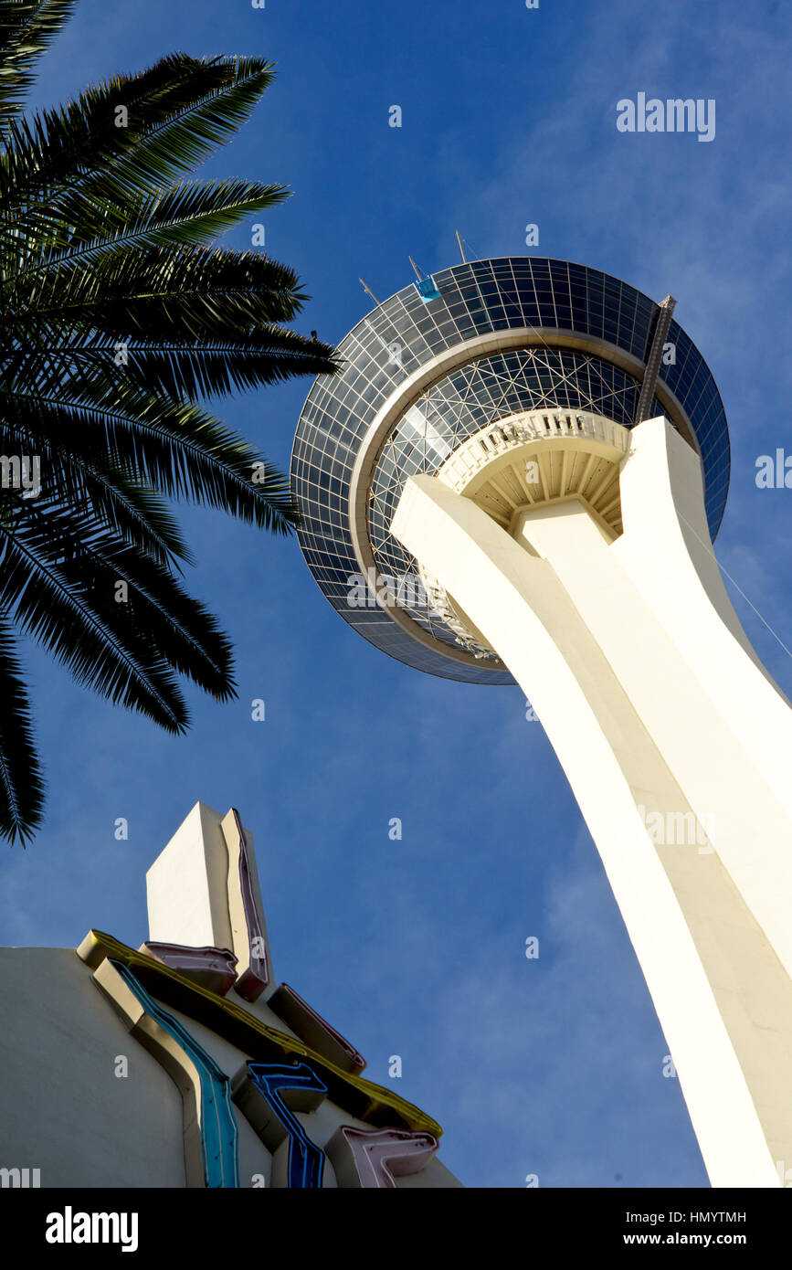 An artistic view of the Stratosphere Tower in Las Vegas, Nevada Stock Photo