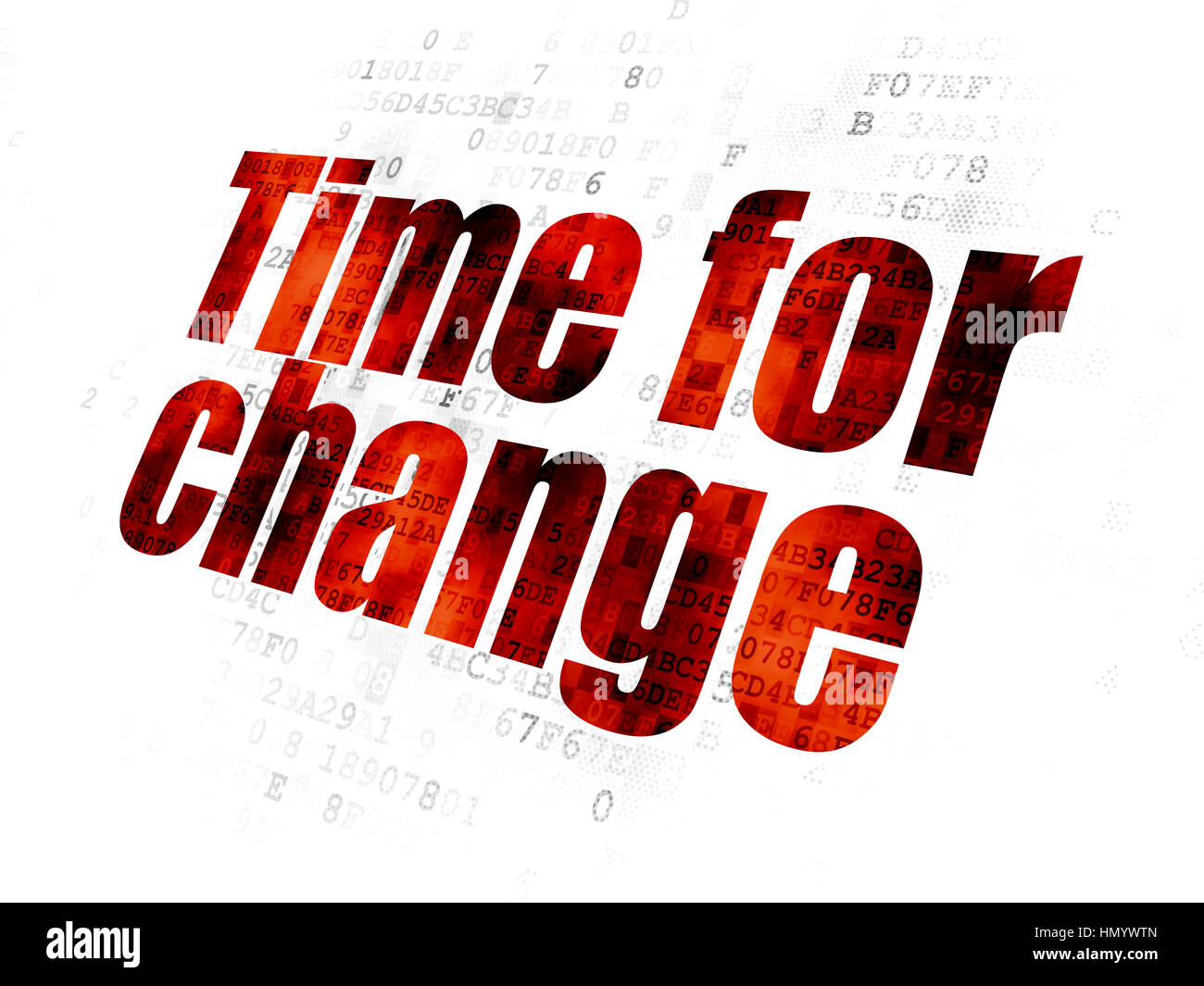 Time concept: Pixelated red text Time for Change on Digital background ...
