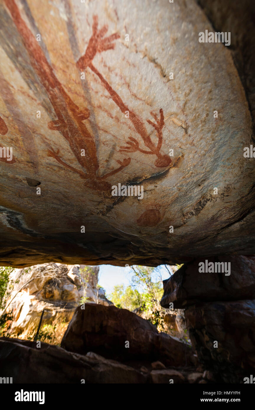 Ancient Aboriginal Gwion Gwion rock paintings also know as Bradshaw