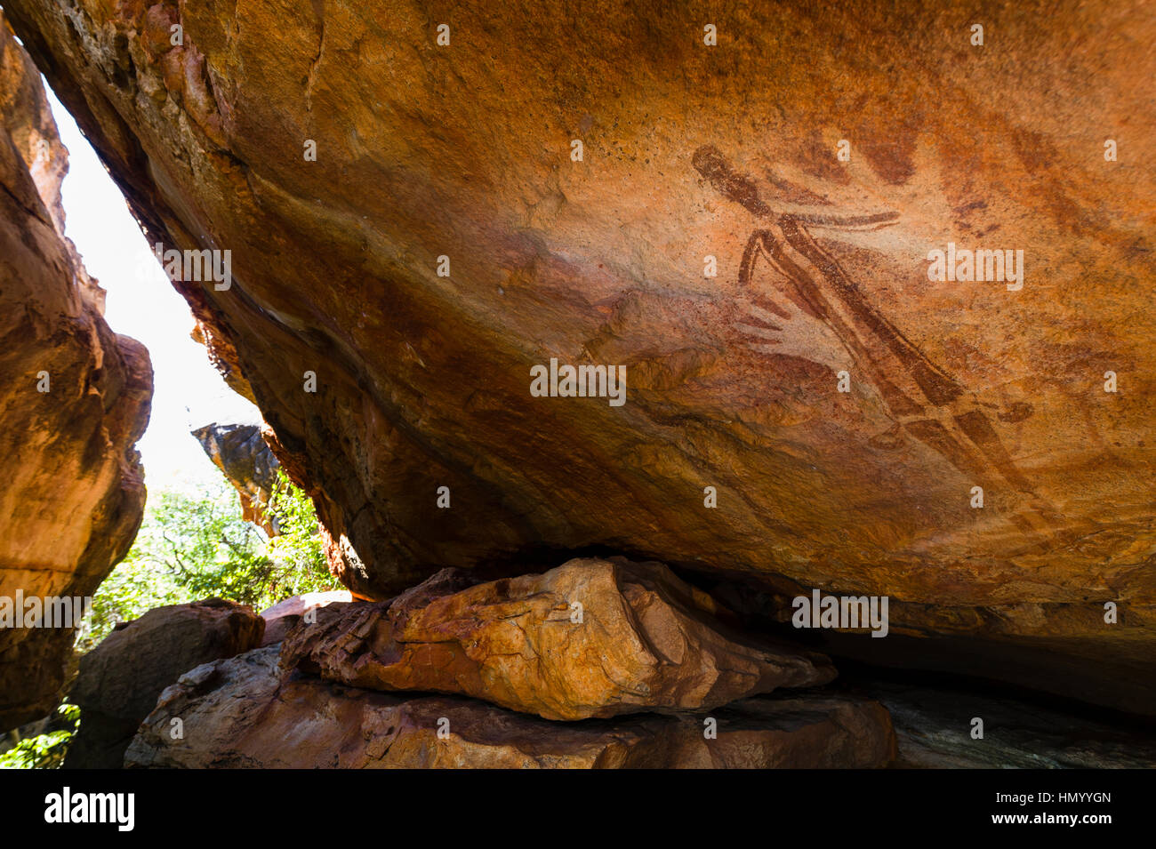 Ancient Aboriginal Gwion Gwion rock paintings also know as Bradshaw