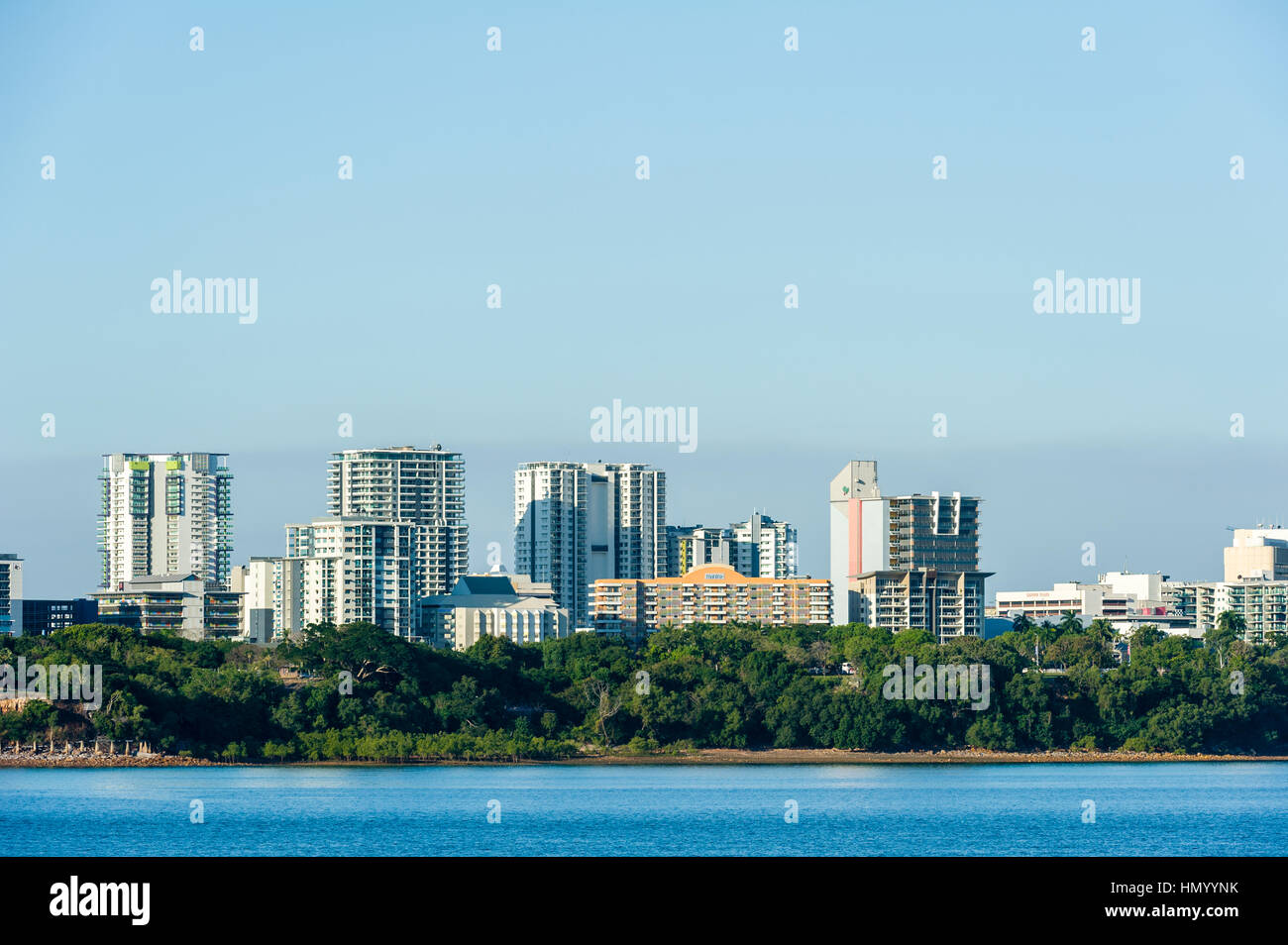 The Darwin city skyline overlooking Port Darwin. Stock Photo