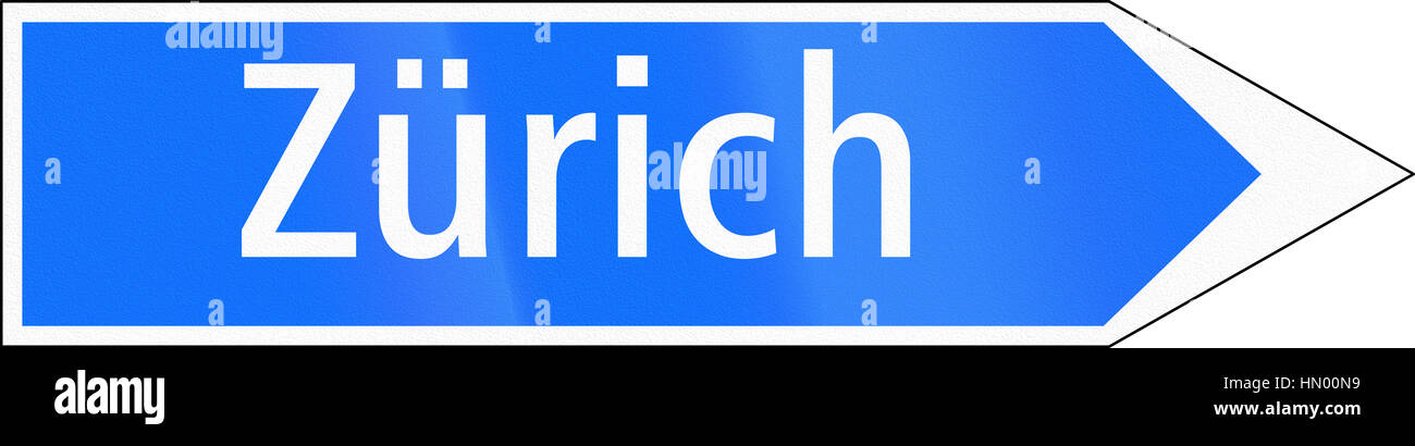 Road sign used in Switzerland - Signpost on major road Stock Photo - Alamy