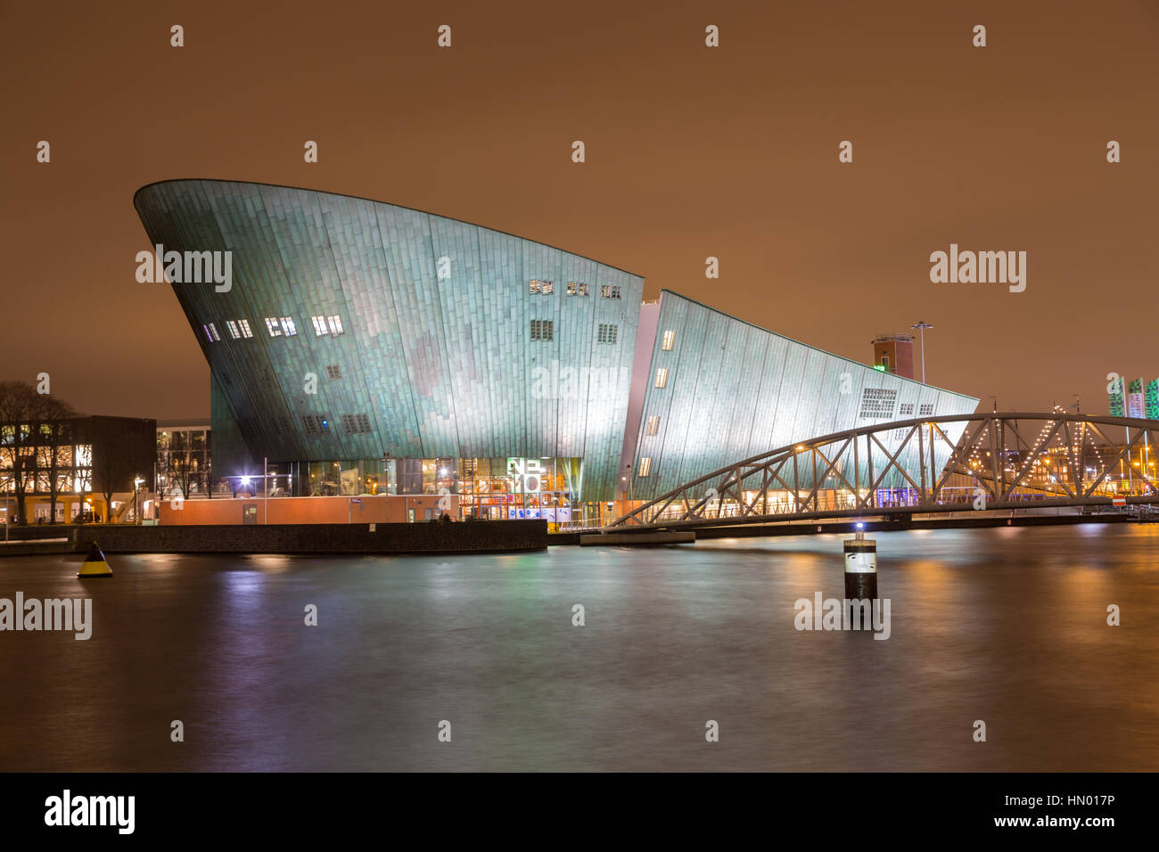 Nemo Science Museum at night, Amsterdam, The Netherlands Stock Photo