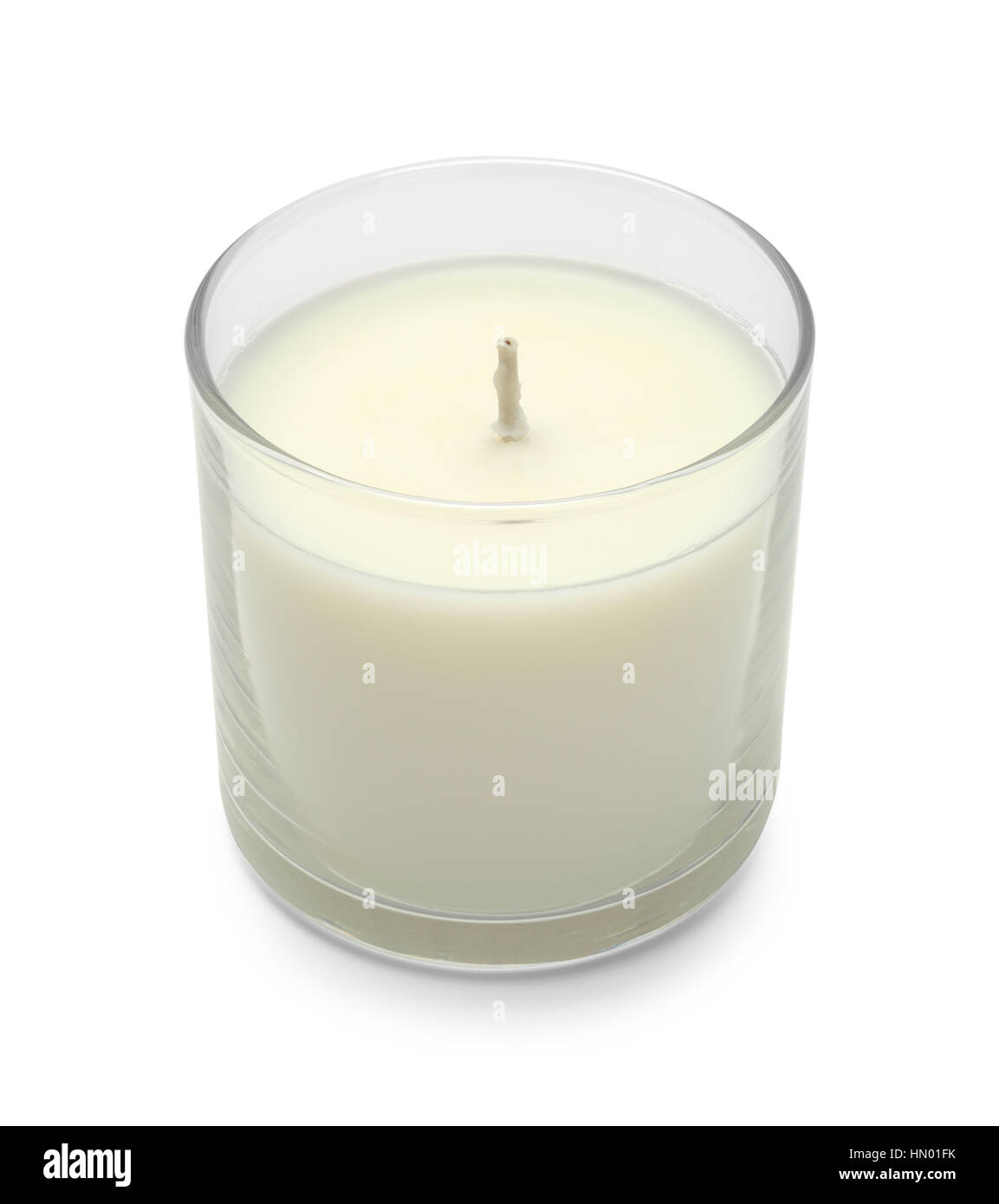 New Wax Candle in Glass Holder Isolated on White Stock Photo Alamy