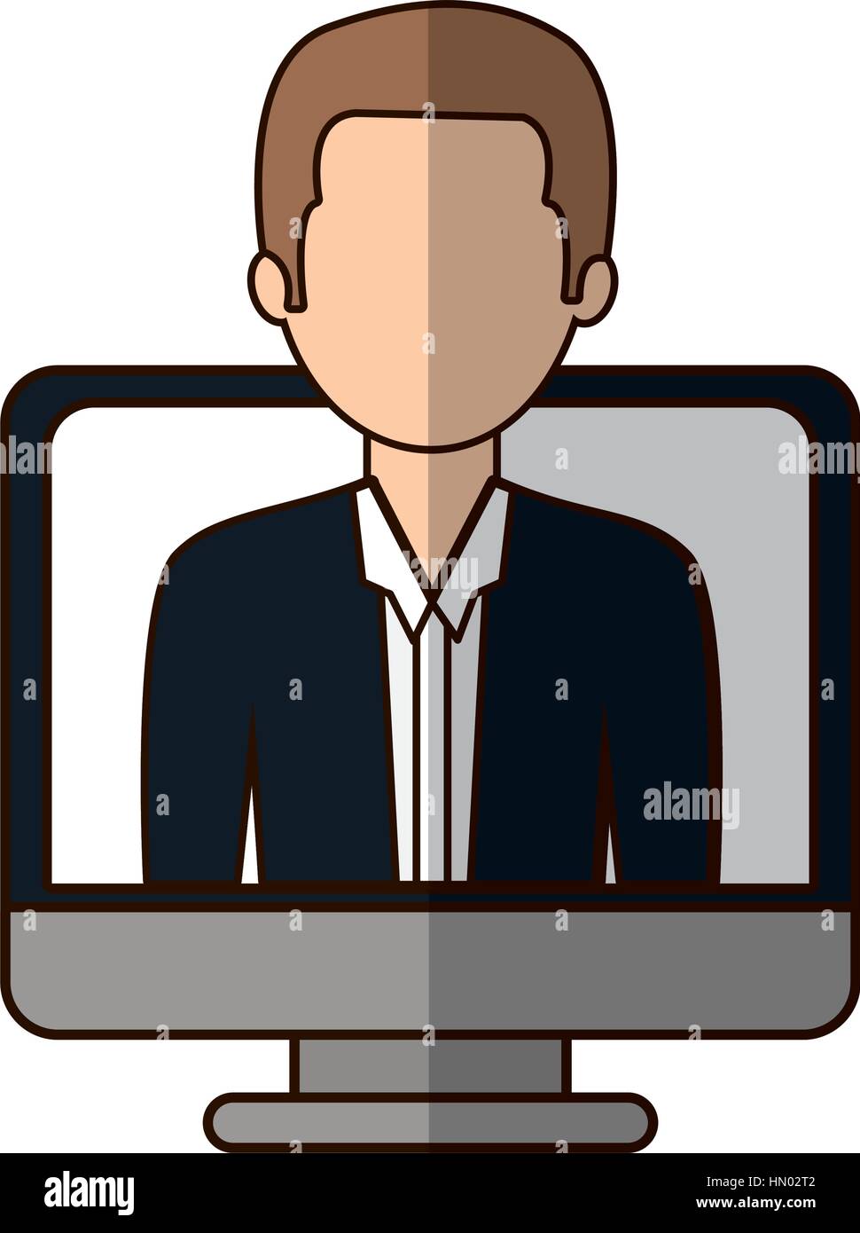 computer with businessman icon image, vector illustration design Stock ...