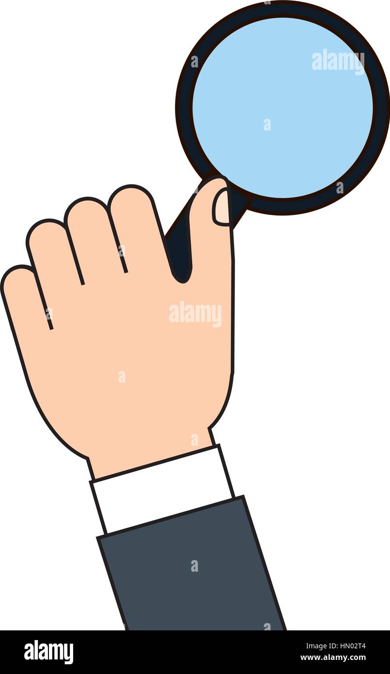 magnifying glass in the hand icon design image, vector illustration