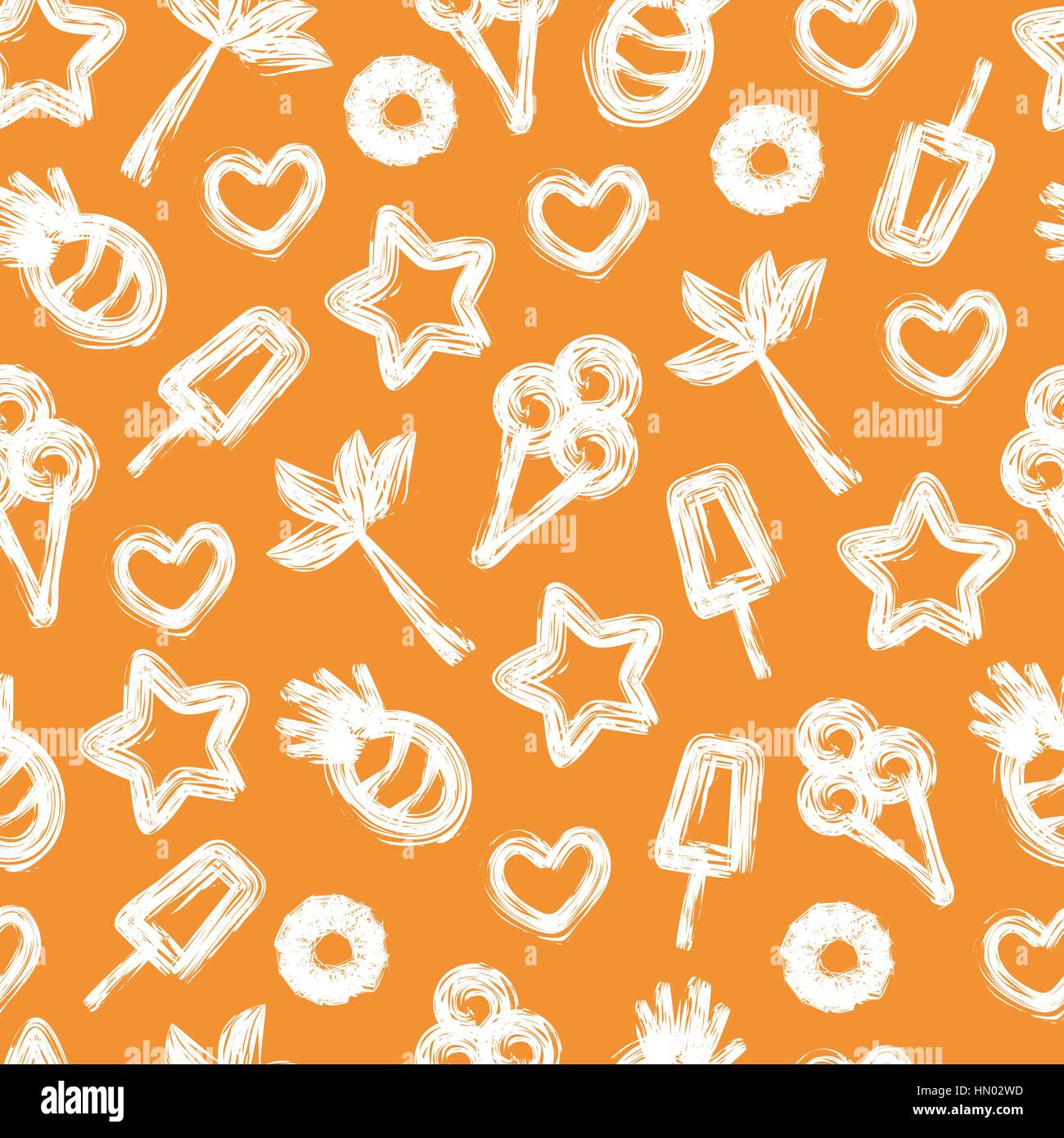 Summer seamless pattern with hand-drawn elements Stock Vector Image ...