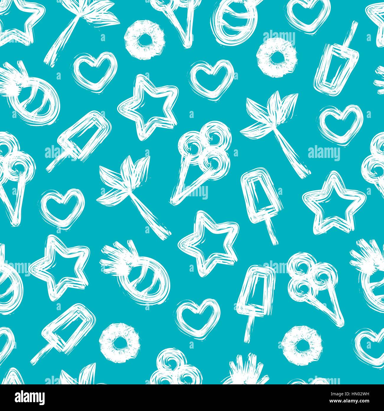 Summer seamless pattern with hand-drawn elements Stock Vector Image ...