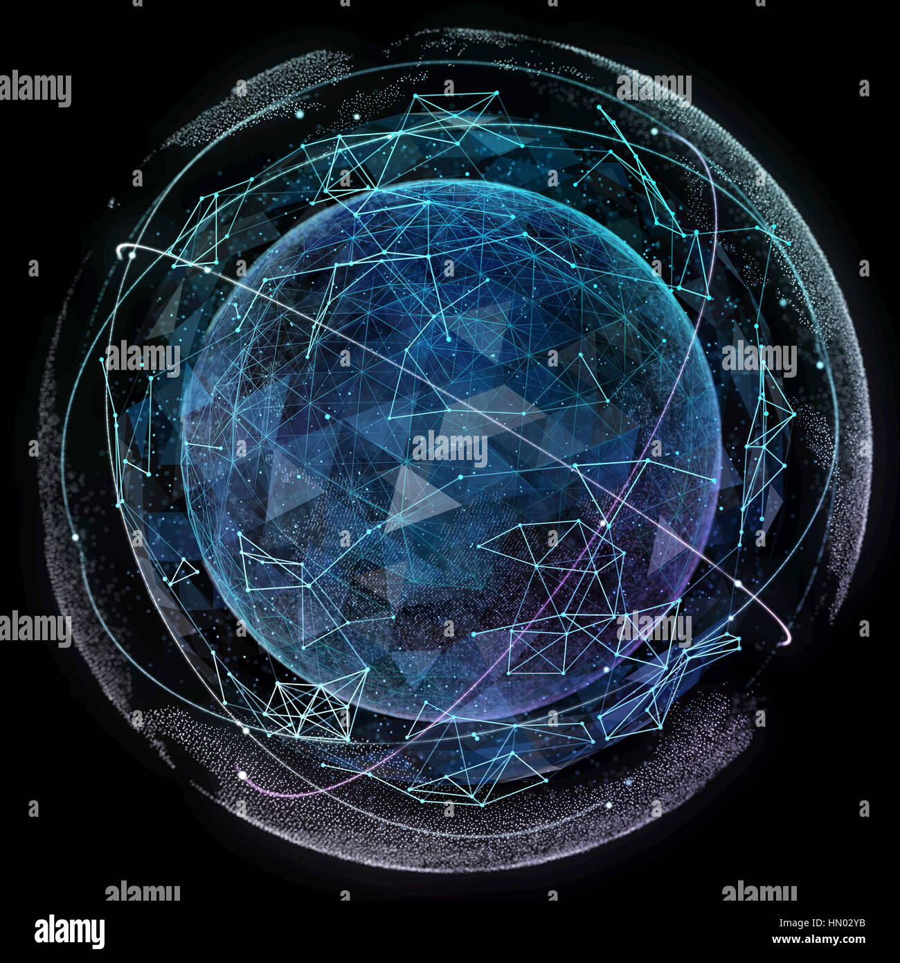 Abstract map of the global network Stock Photo - Alamy