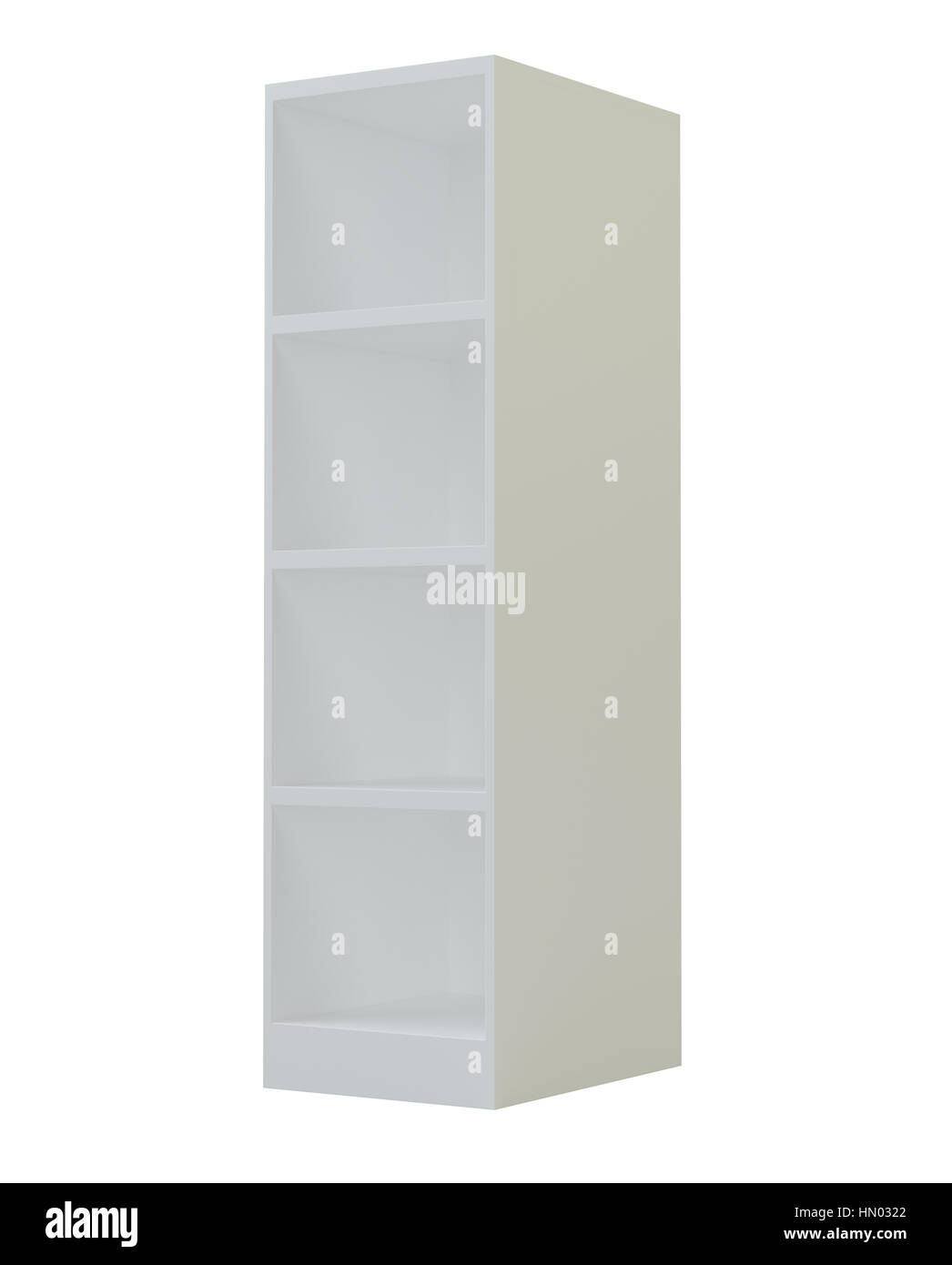 Blank Empty Showcase Display With Retail Shelves. Stock Photo