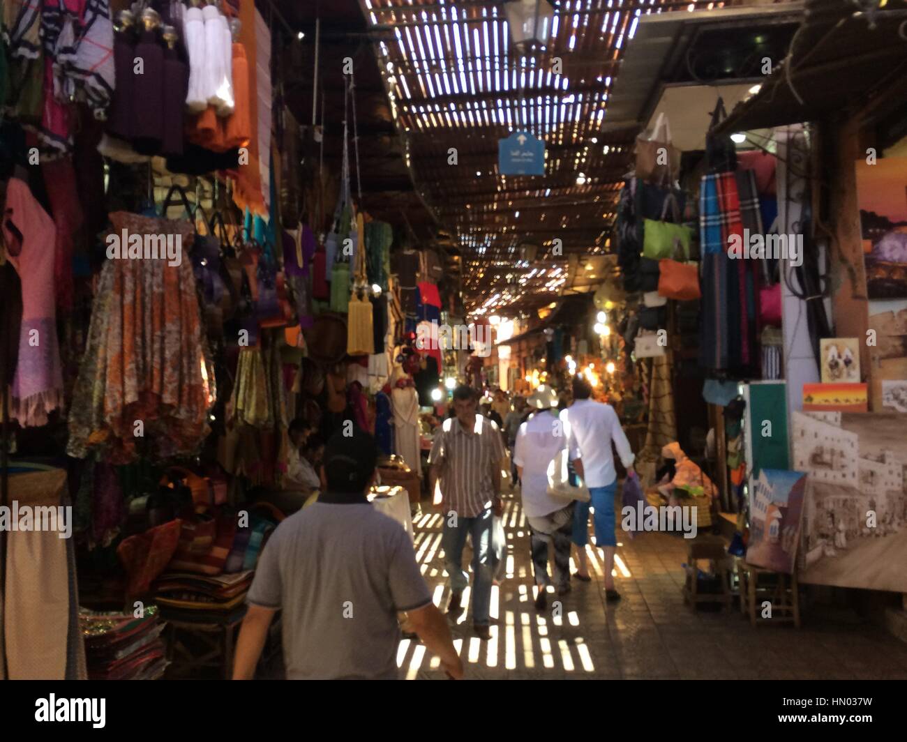 Market souk bazaar in Marrakech, Morocco's historic medina. Stock Photo
