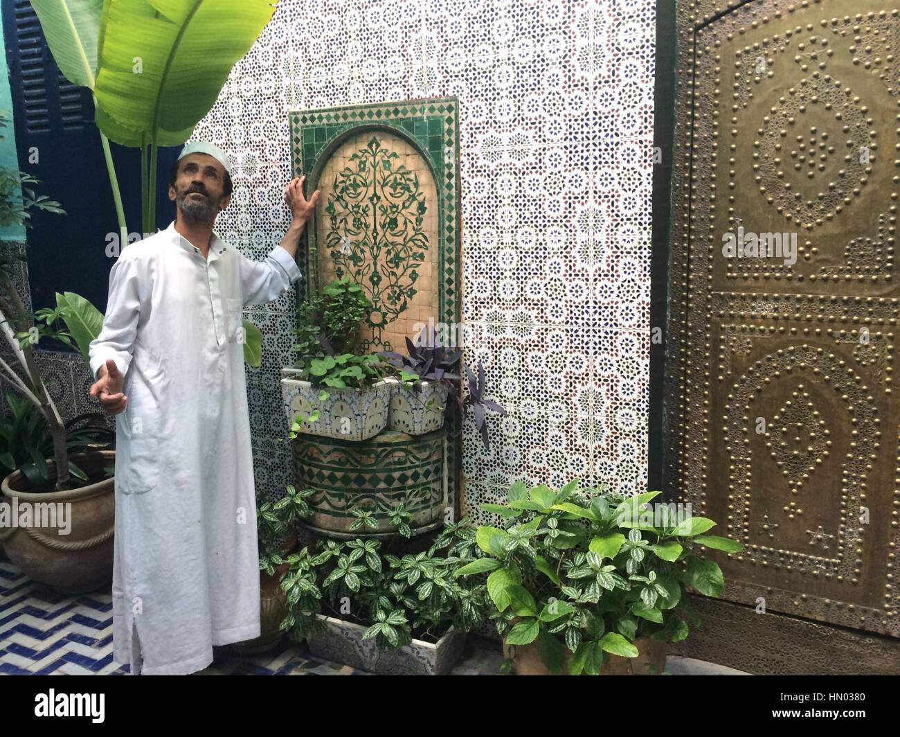 Berber man in the Casbah in the inner medina of Tangiers, Morocco. Stock Photo