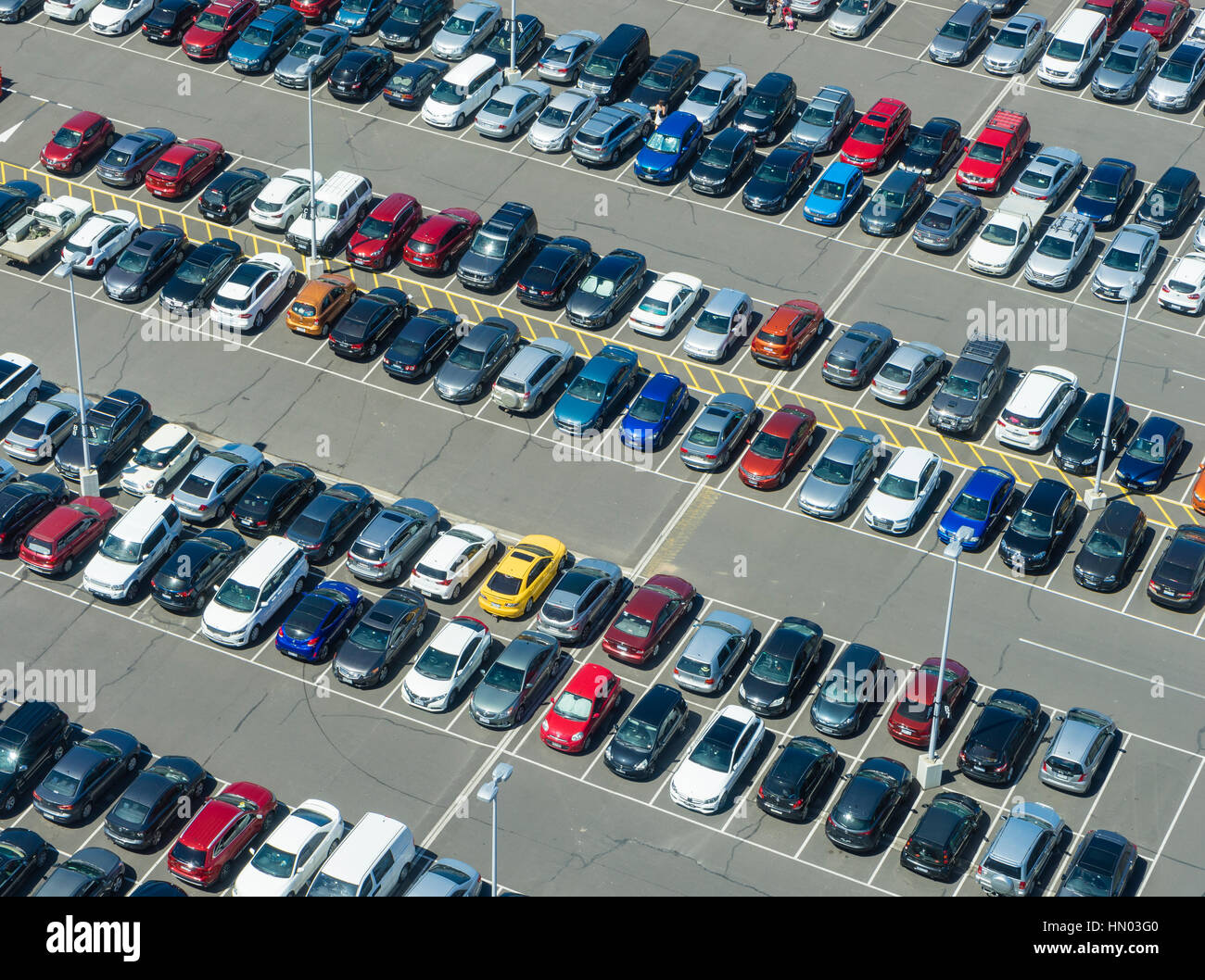 Aerial view of car park Stock Photo