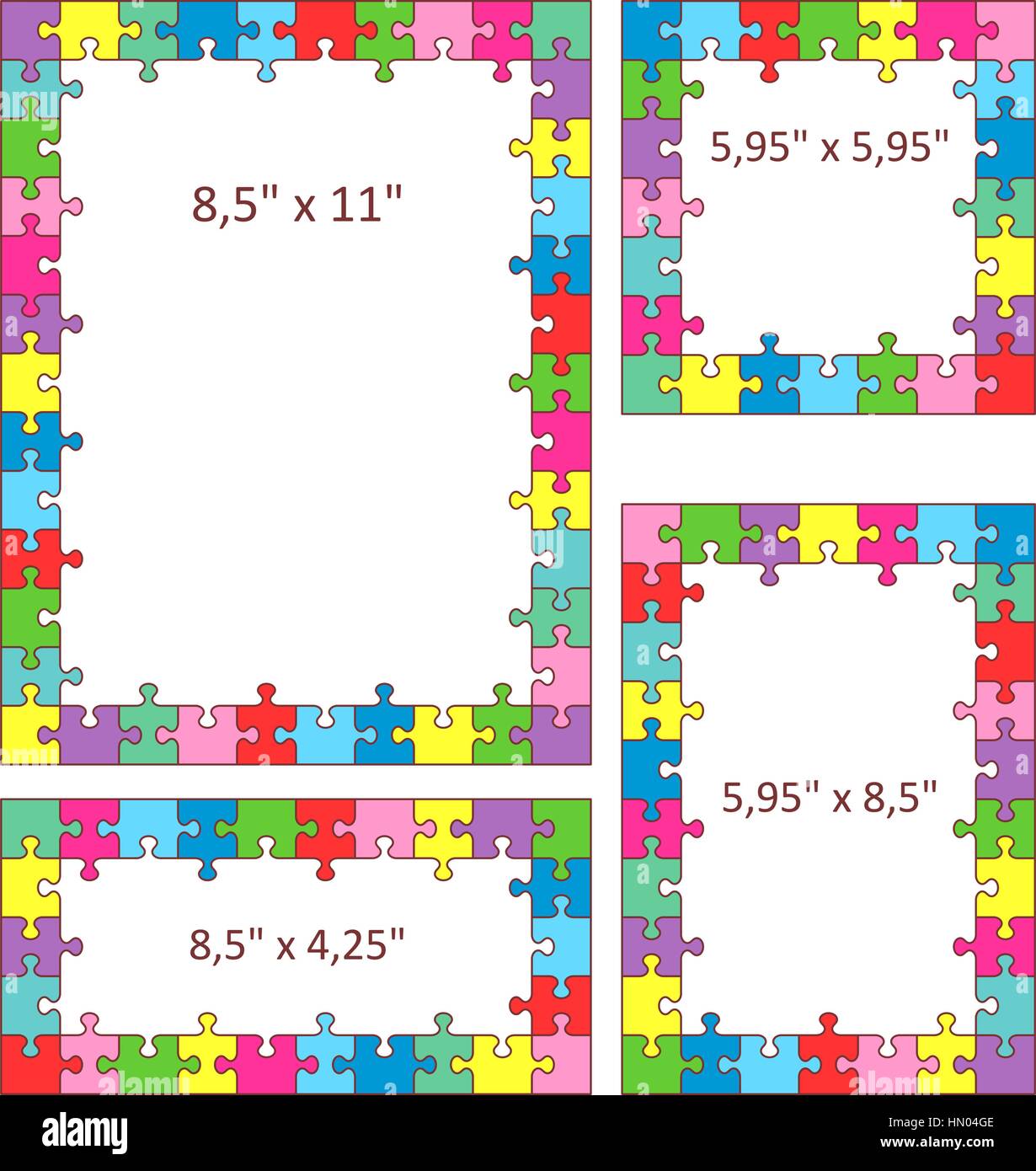 Colorful puzzle frames. Vector and high res JPEG Stock Vector Image