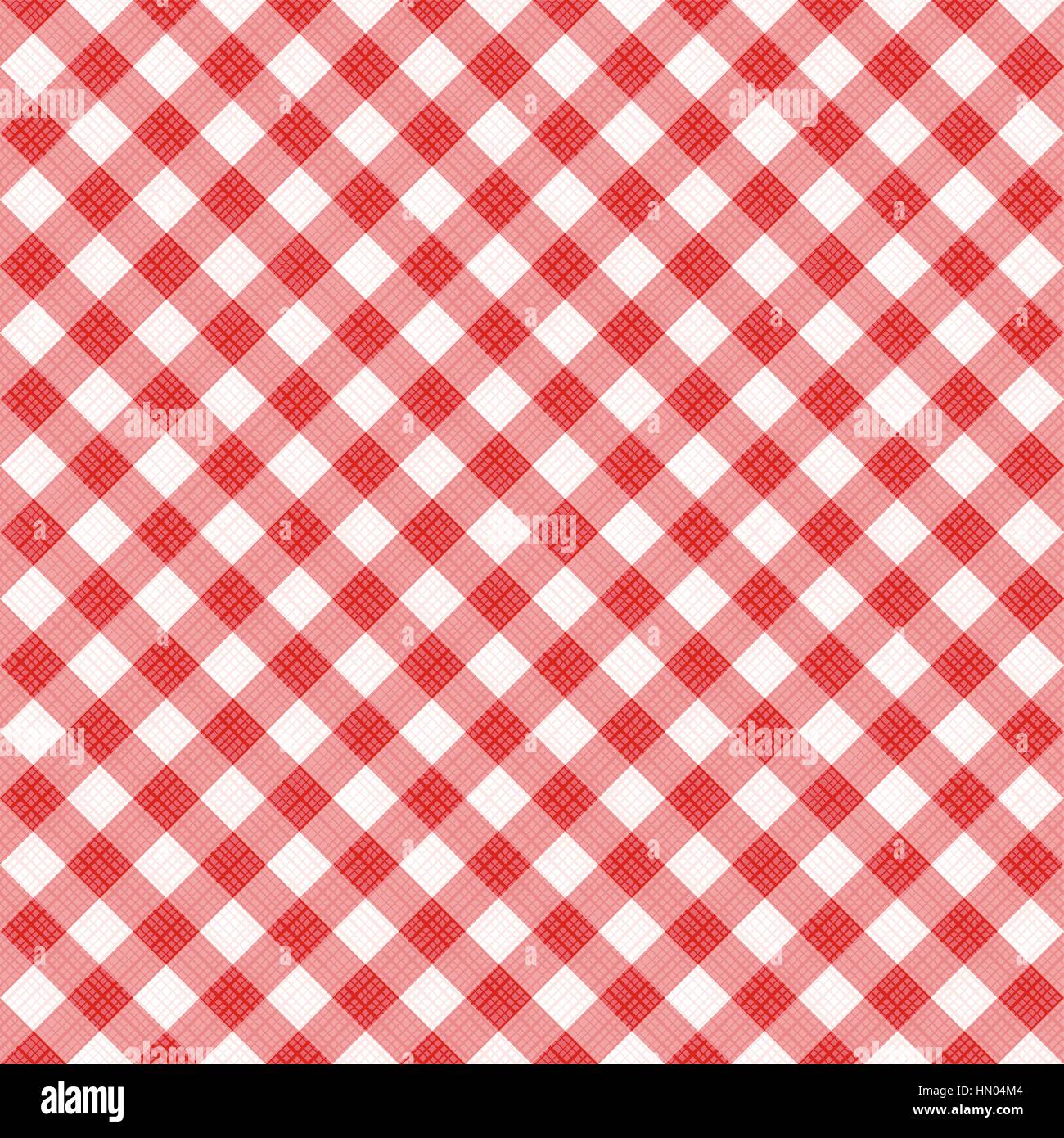 Seamless red diagonal gingham pattern, or fabric cloth Stock Vector