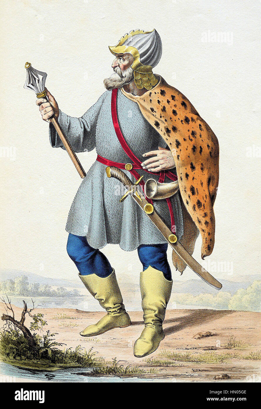 ÁRPÁD (c 895-c 907) Grand Prince of Hungary in an 1828 lithograph published in Austria Stock Photo