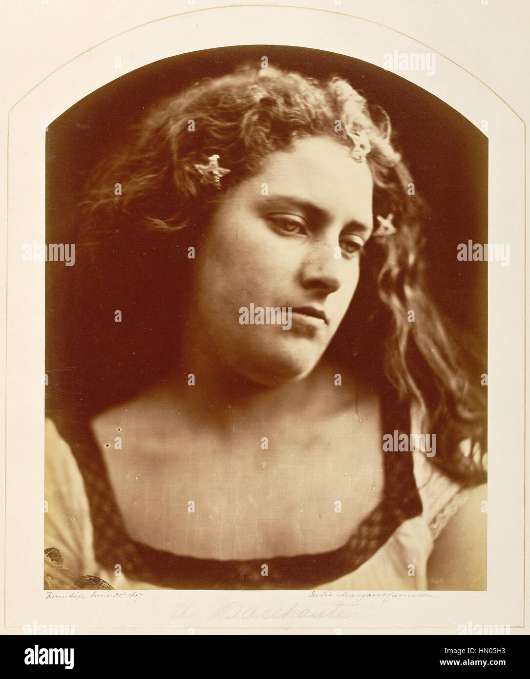 JULIA MARGARET CAMERON (1815-1879)  English photographer. Her 1867 portrait entitled 'A Bacchante' Stock Photo