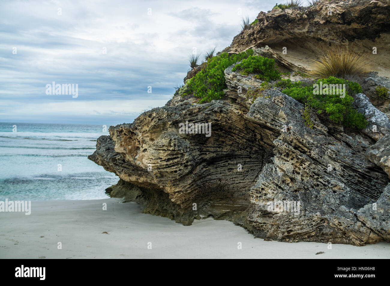 Beautiful eroded rock at Pennington Bay, Kangaroo Island, South Australia. Stock Photo