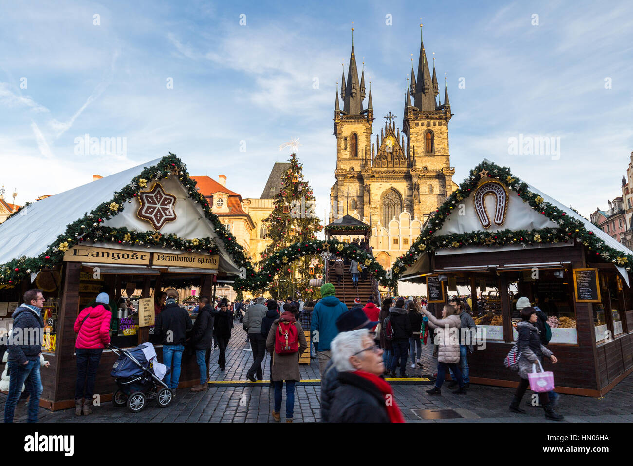 Christmas Mood on the Old Town Square, Prague, Czech Republic Stock Photo