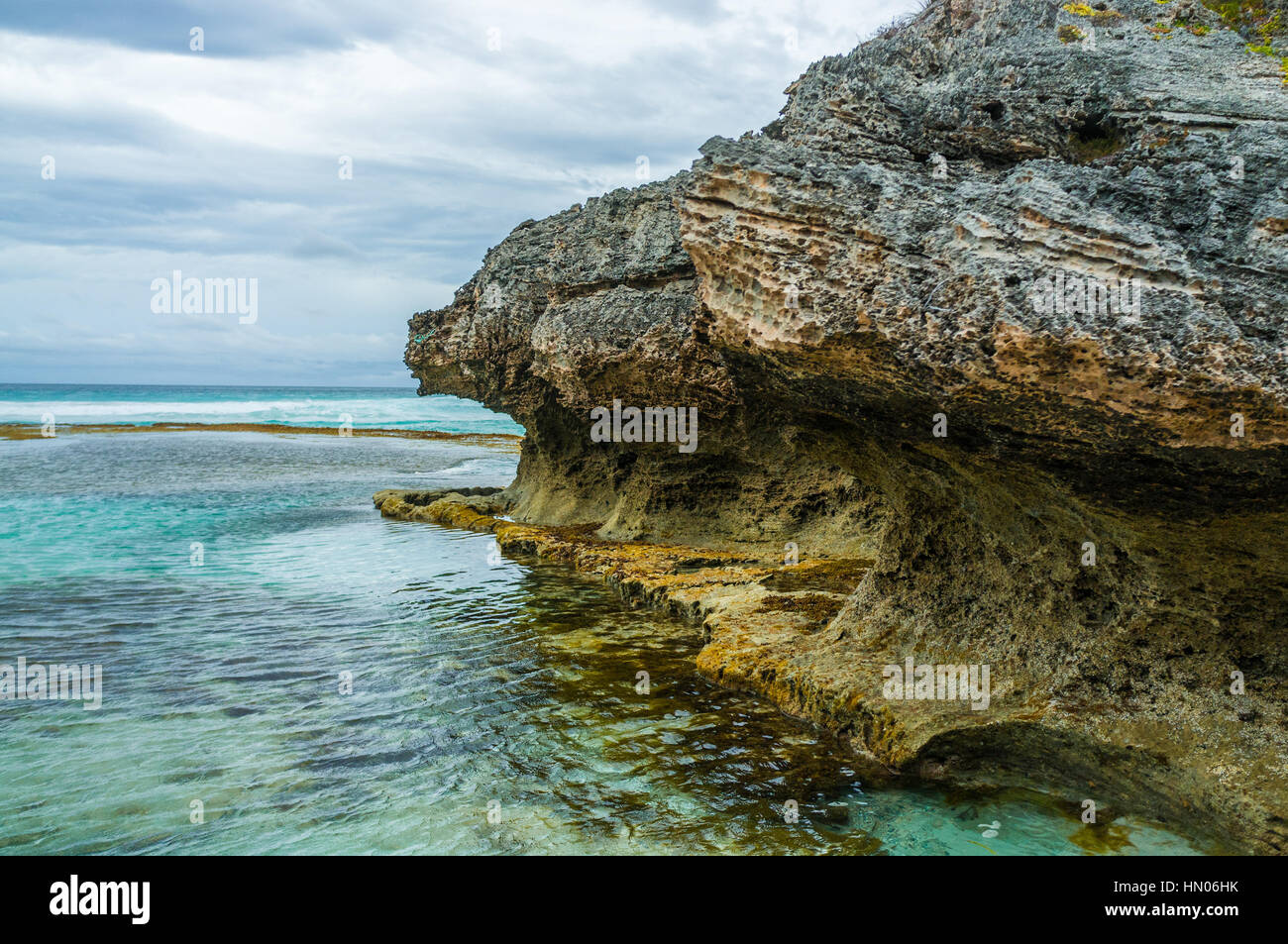 Beautiful eroded rock and ocean at Pennington Bay, Kangaroo Island, South Australia. Stock Photo