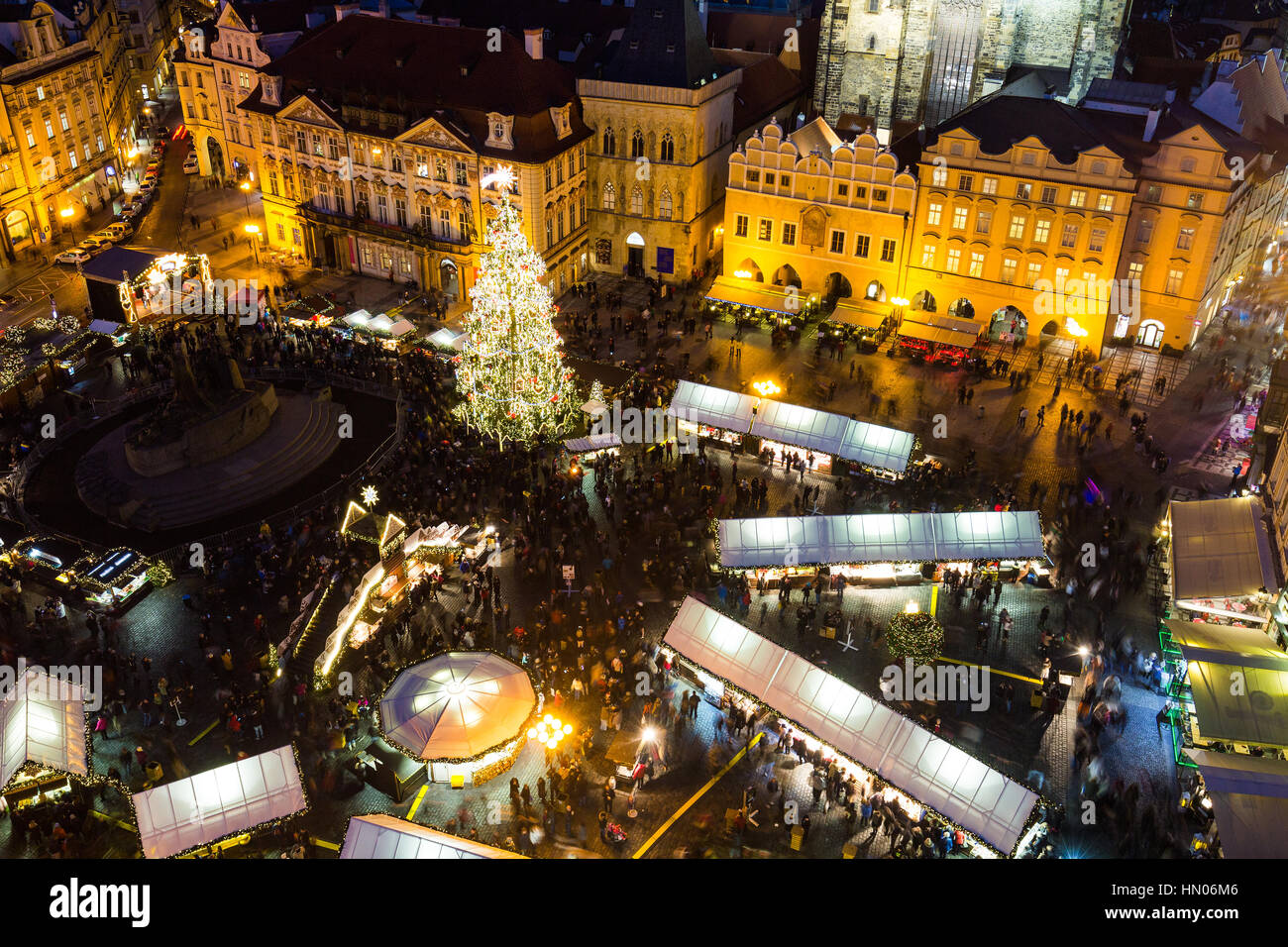 Christmas in Oldtown square (czech: Staromestske namesti) Prague, Czech Republic Stock Photo