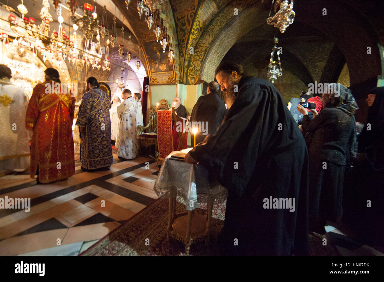 Jerusalem, Israel November 15, 2013 Greek Orthodox priests celebrate