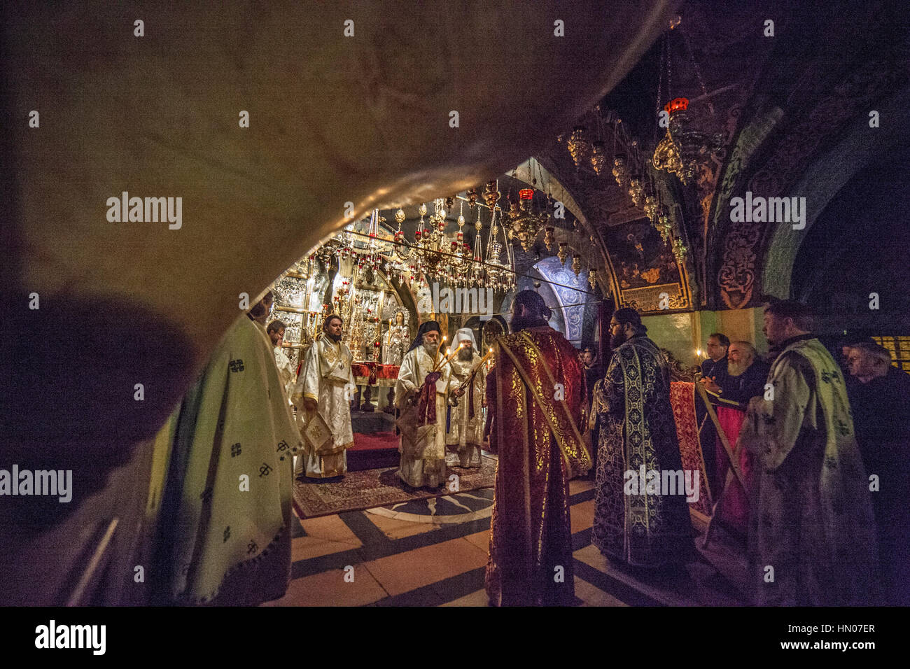 Jerusalem, Israel November 15, 2013 Greek Orthodox priests celebrate