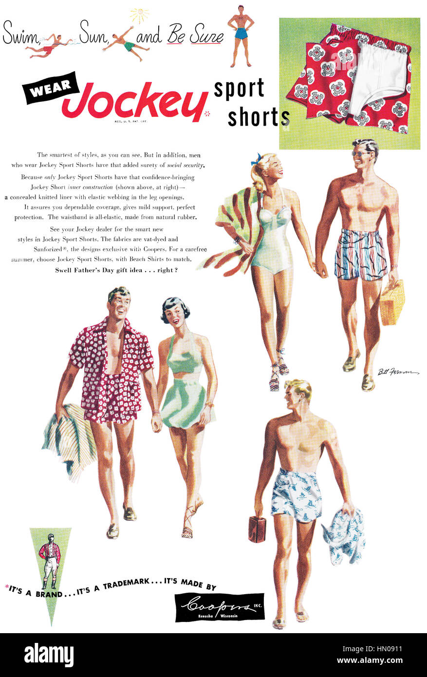 1949 U.S. advertisement for Coopers Jockey Sport Shorts Stock