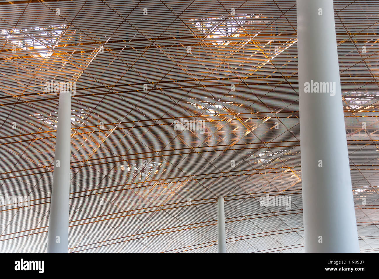 Ceiling of the new international airport in Beijing, China Stock Photo