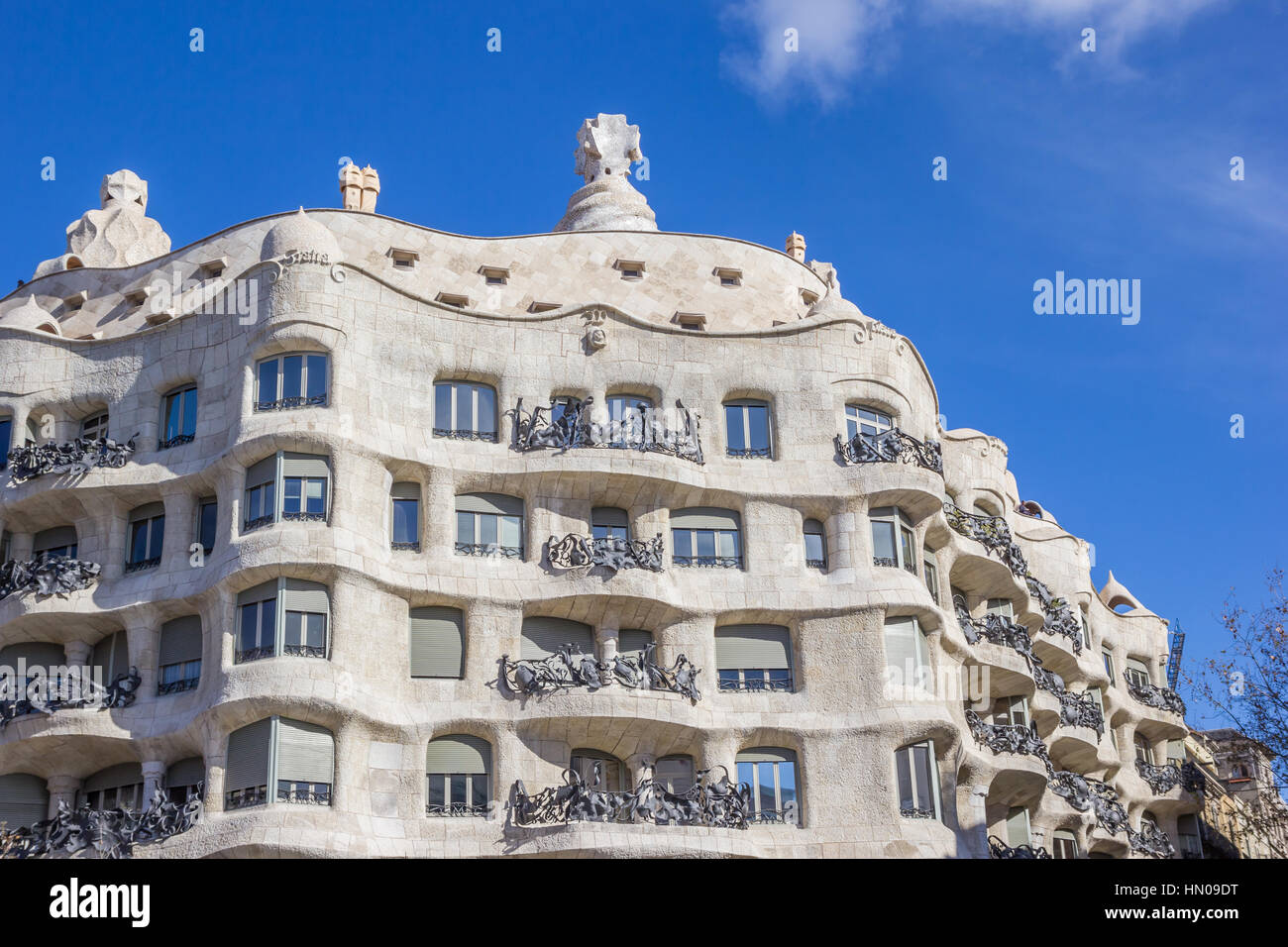 Facade of Casa Mila in Barcelona, Spain Stock Photo - Alamy