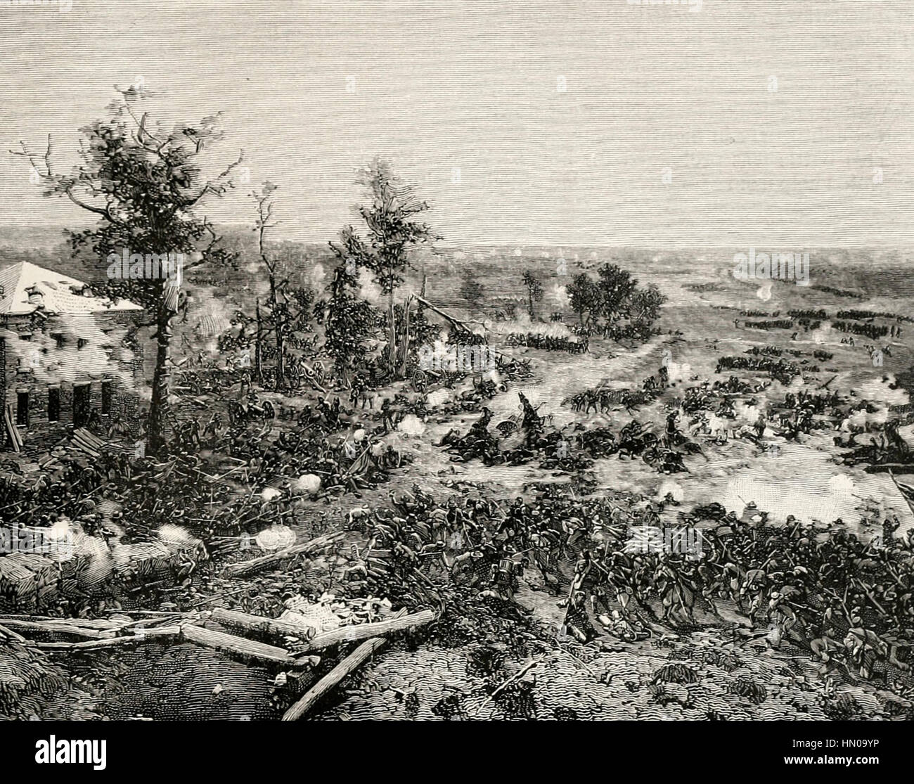 Battle of Atlanta, July 22, 1864 - Recapture from the Confederates of De Gress's Battery, USA Civil War Stock Photo