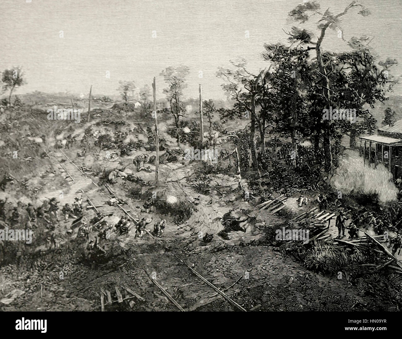 Battle of Atlanta, July 22, 1864 - Recapture from the Confederates of De Gress's Battery Stock Photo
