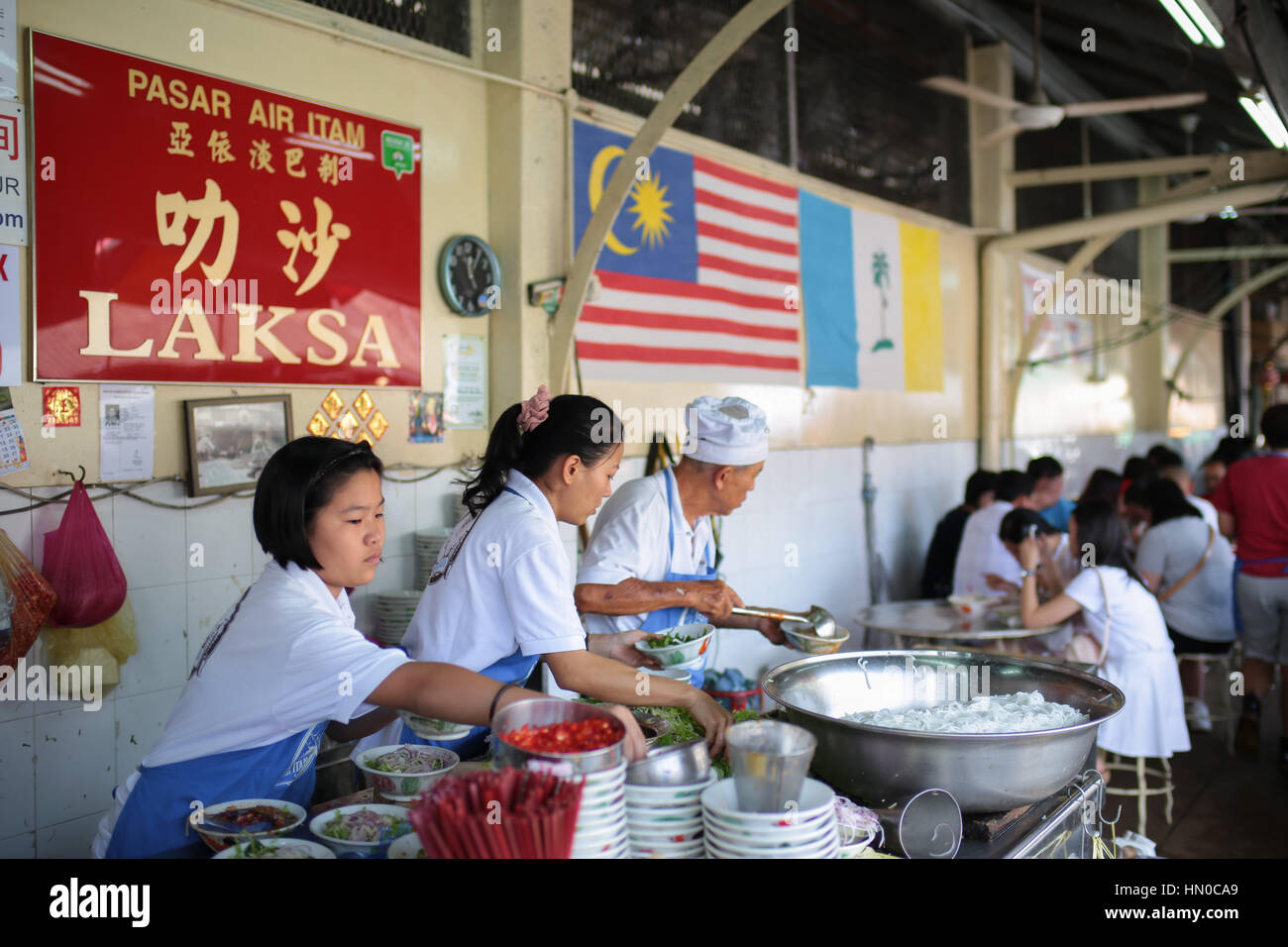 Famous Asam Laksa Noodle Stall At Air Itam Wet Market Near Kek Lok Si