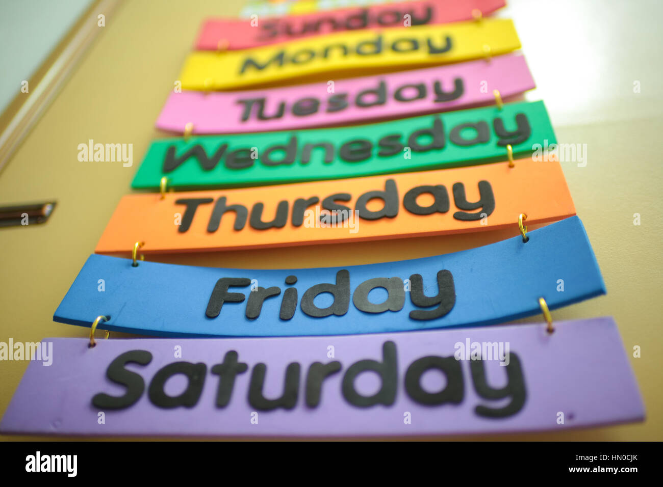 Weekdays illustration for children learning Stock Photo - Alamy