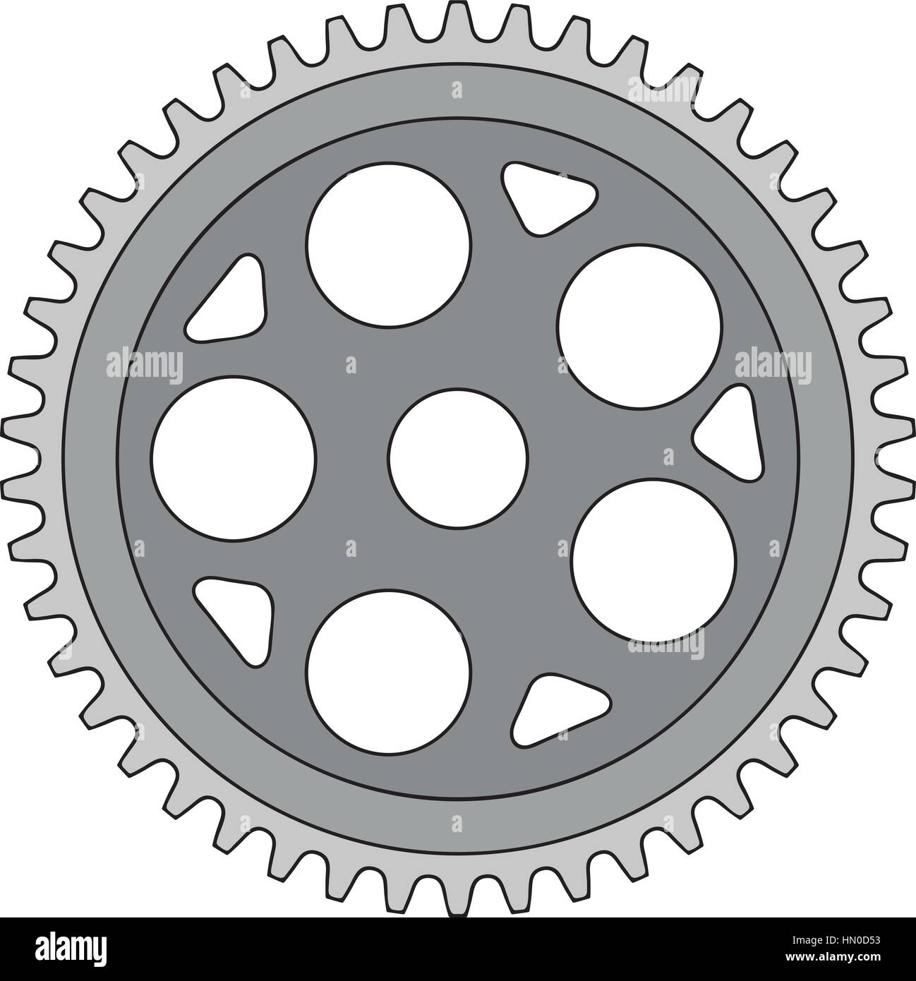 Illustration of a vintage single ring crank set on isolated white background done in retro style. Stock Vector