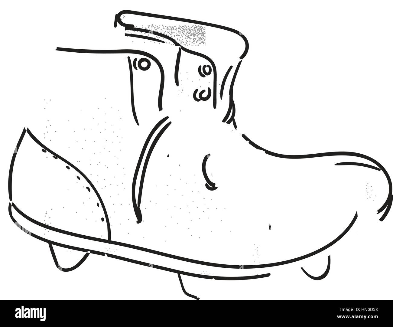 Drawing sketch style illustration of a vintage american football boots viewed from the side set on isolated white background. Stock Vector
