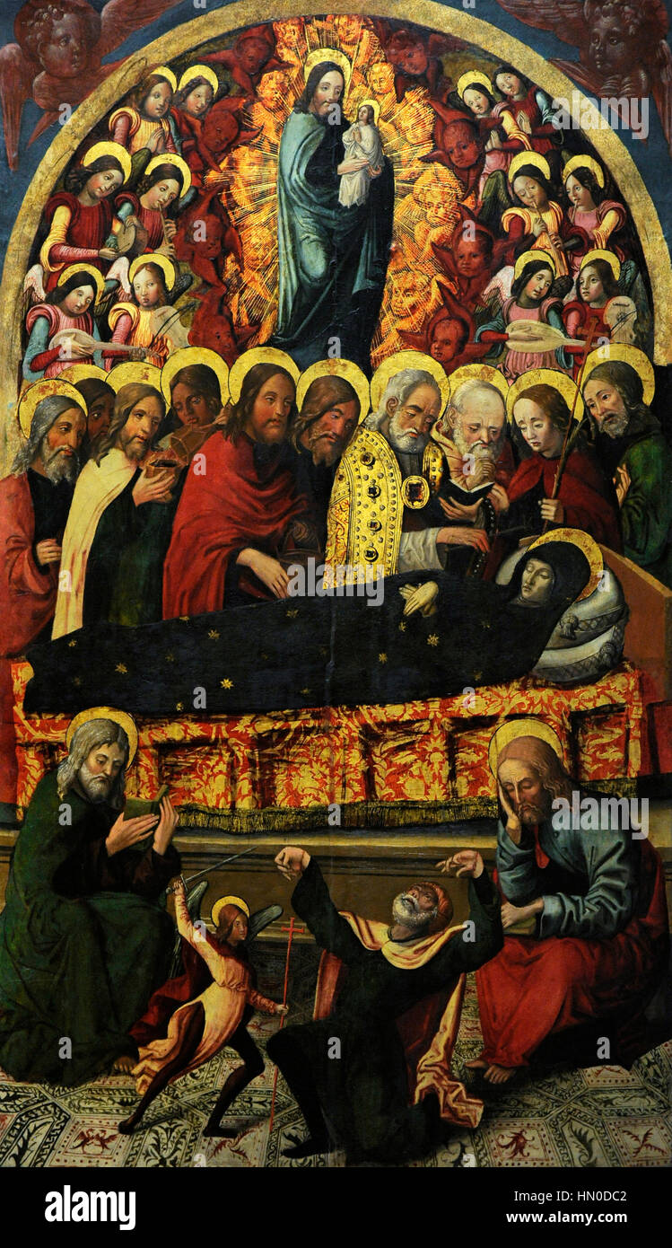 Dormition of the Mother of God, 1505. Attributed to Alessandro Buono, active in Naples in the early 16th century. Museo di Capodimonte. Naples, Italy. Stock Photo