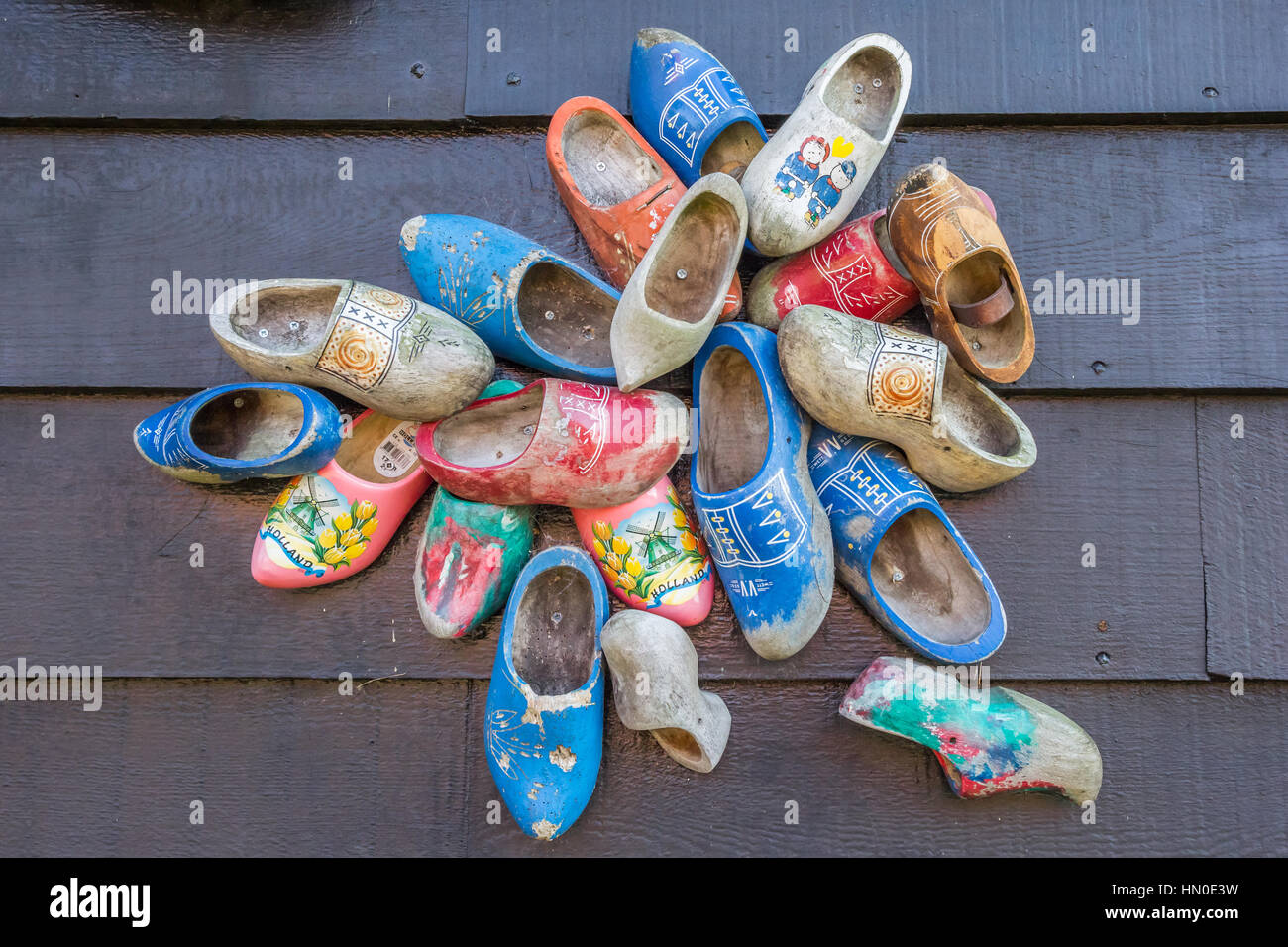 Decorated dutch wooden shoes in Zaanse Schans, Netherlands Stock Photo Alamy